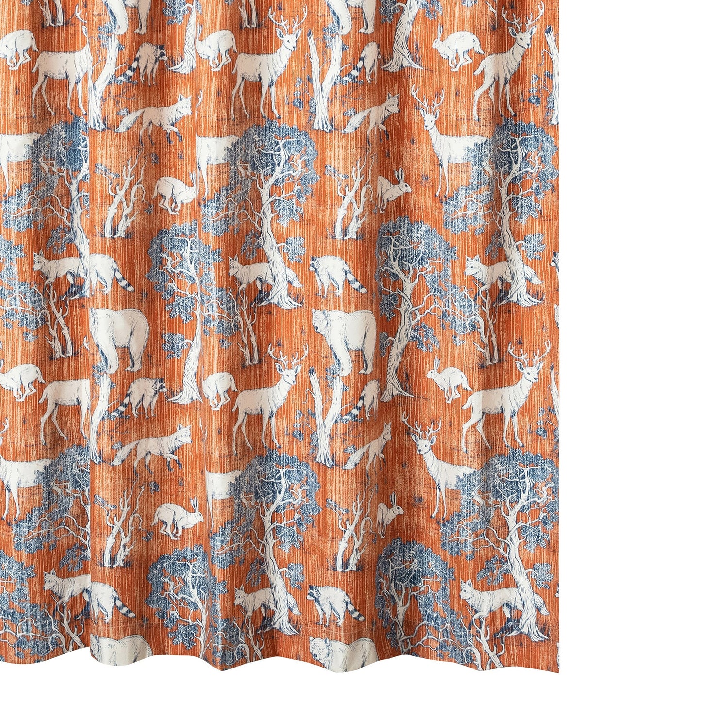Gin 72 Inch Shower Curtain Fun Deer And Bears Print Orange Microfiber