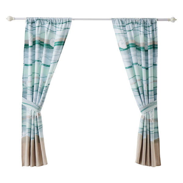 Vira 63 Inch Window Curtains Ocean Waves And Sand Print Rod Pockets