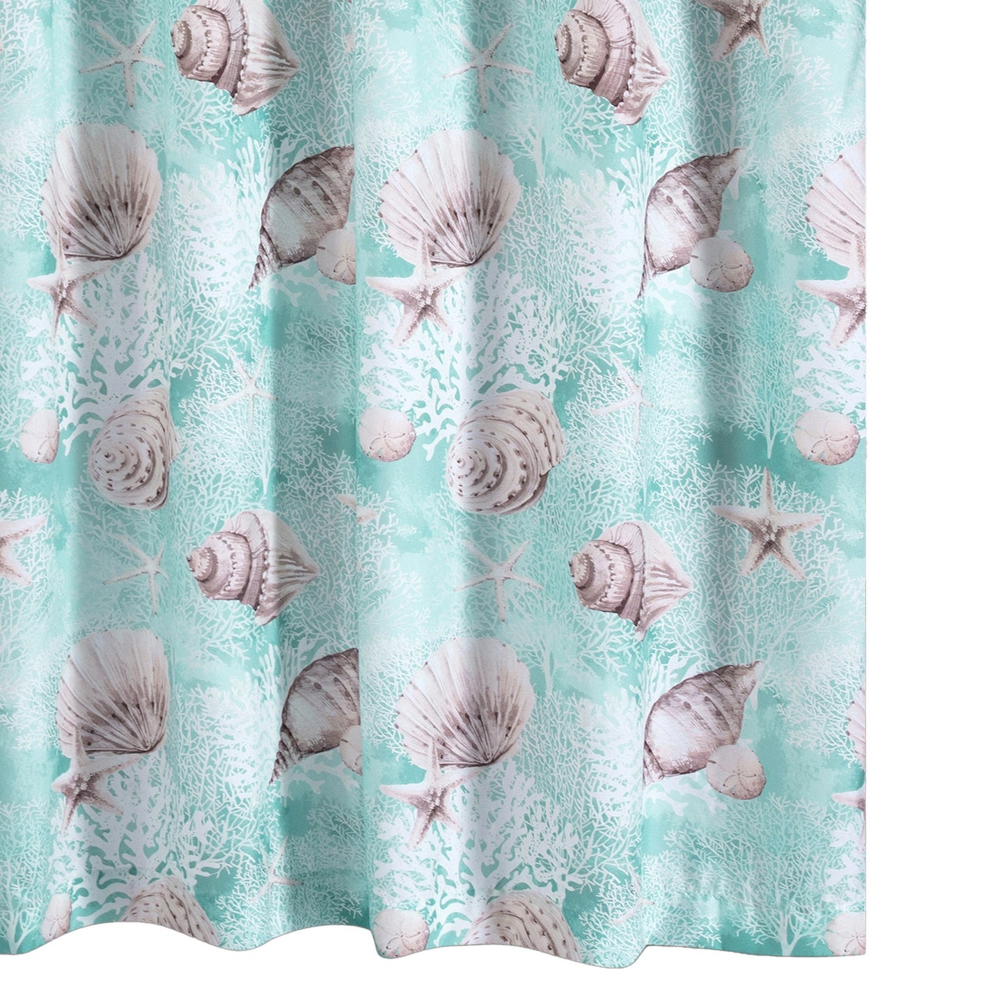 Logan 72 Inch Shower Curtain Coastal Light Blue Conch Shells Print