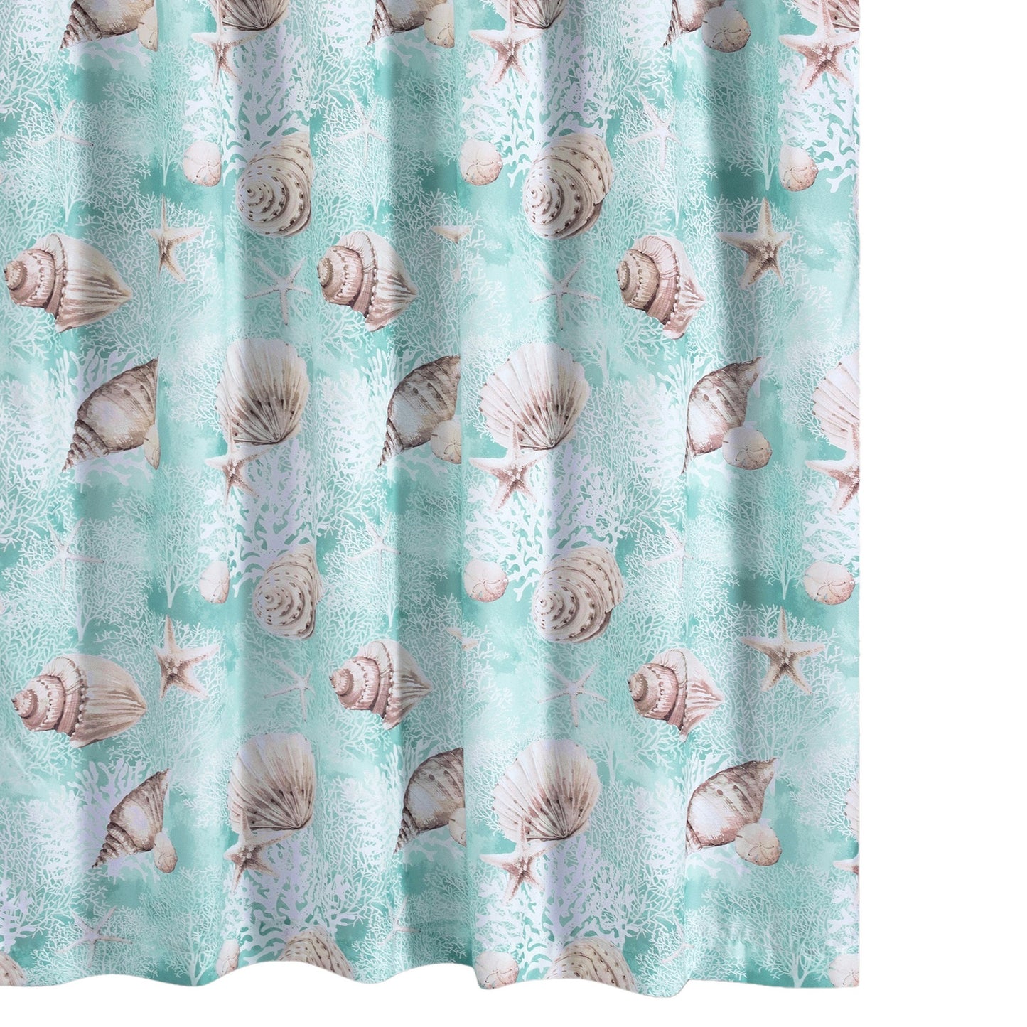 Logan 72 Inch Shower Curtain Coastal Light Blue Conch Shells Print