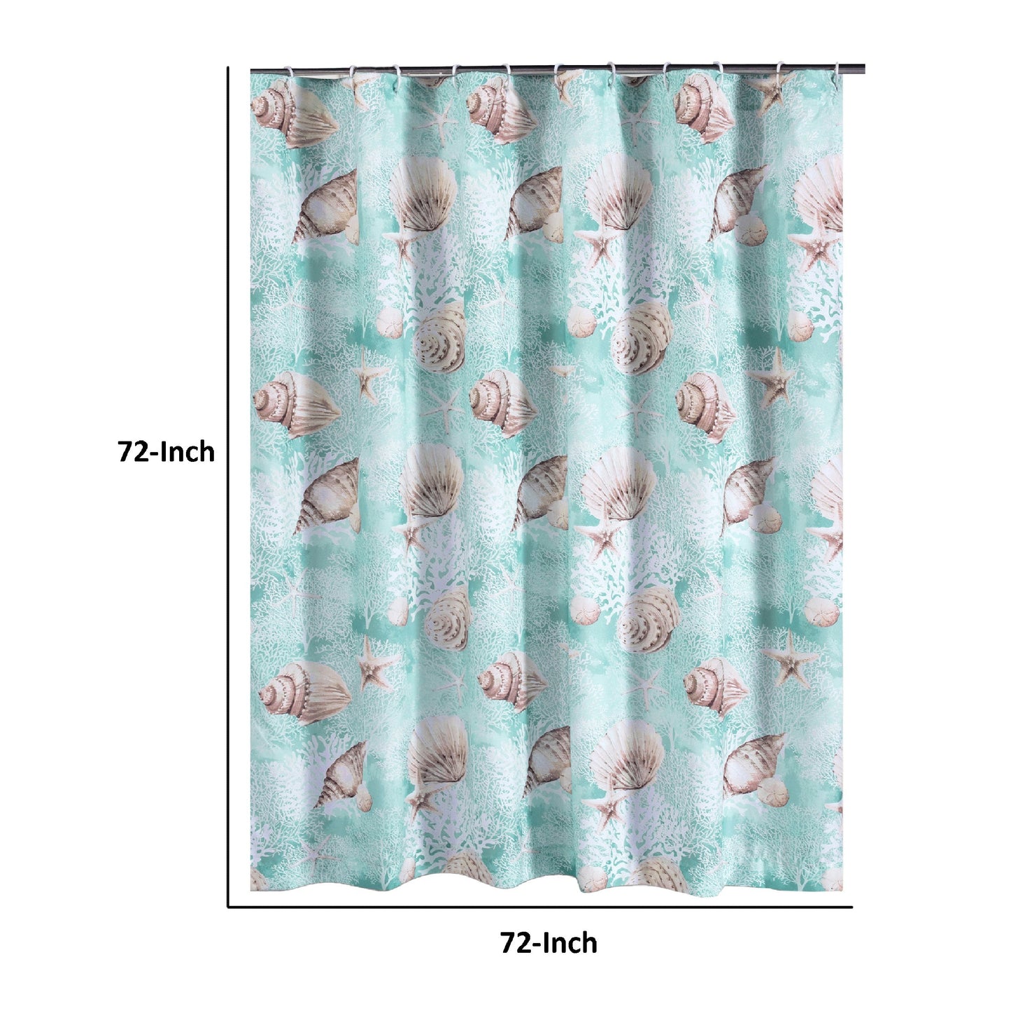 Logan 72 Inch Shower Curtain Coastal Light Blue Conch Shells Print