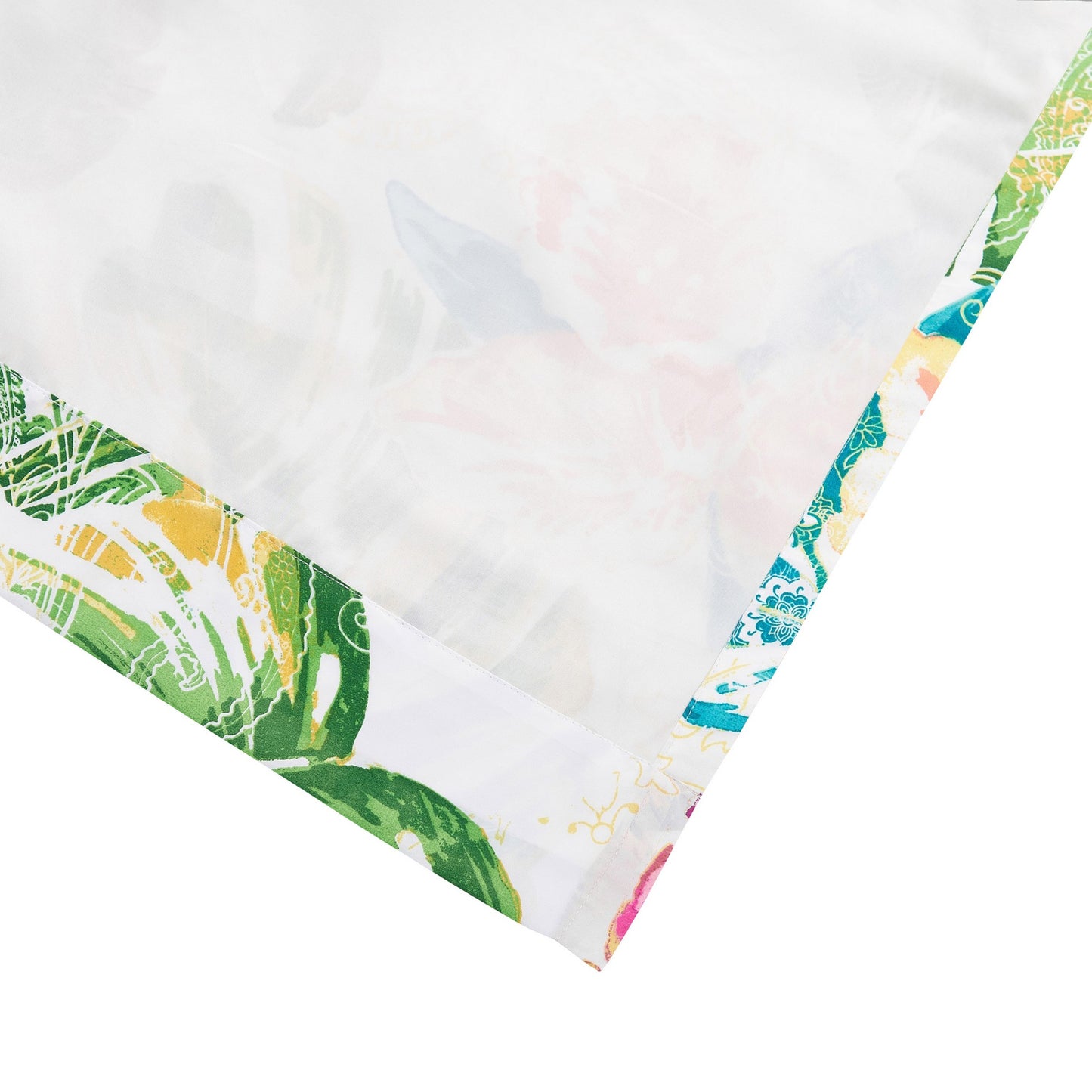 Porto 84 Inch Panel Window Curtains Tropical Palm Leaves Green And Blue