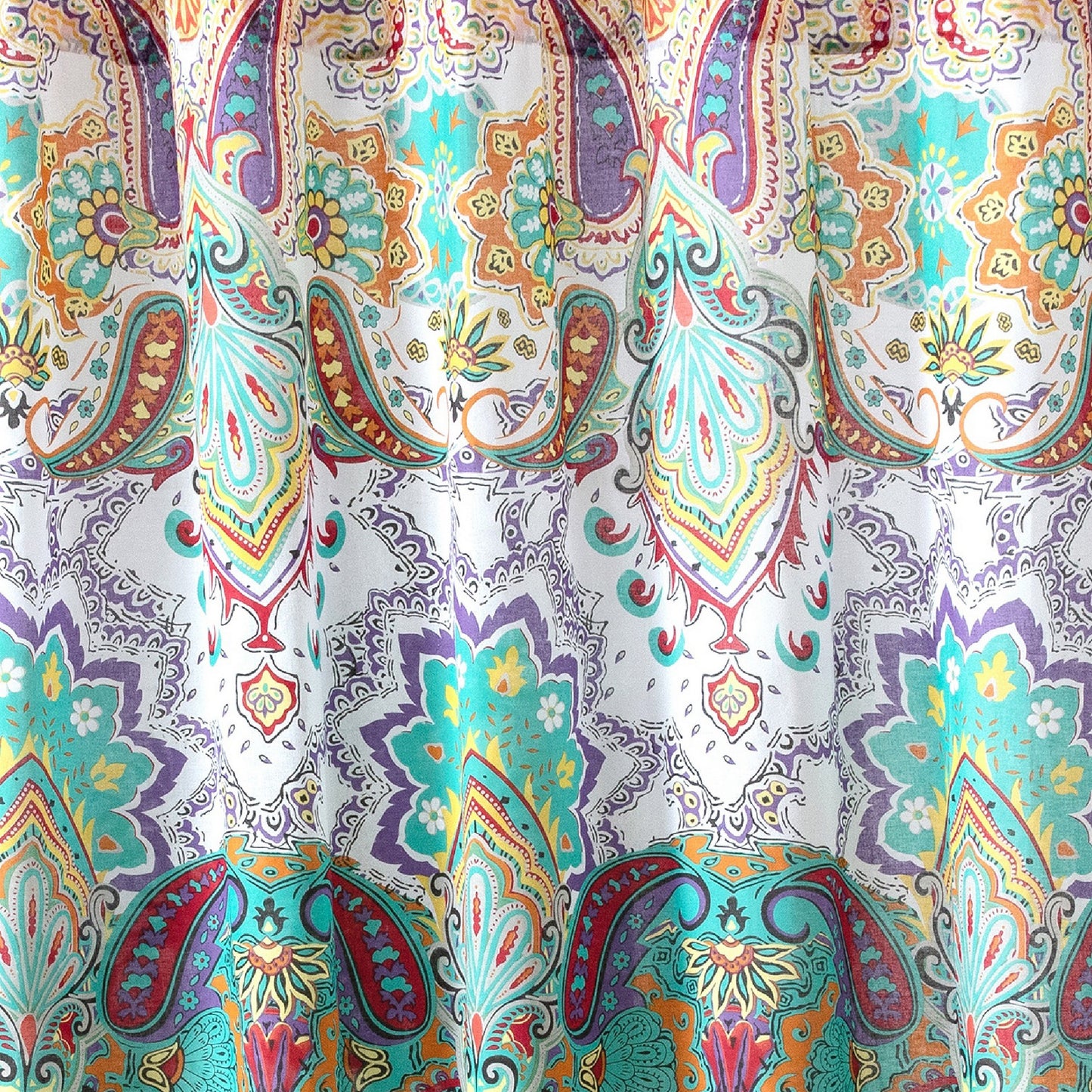 Vana 72 Inch Shower Curtain Microfiber Fabric Blue And Red Paisleys Print
