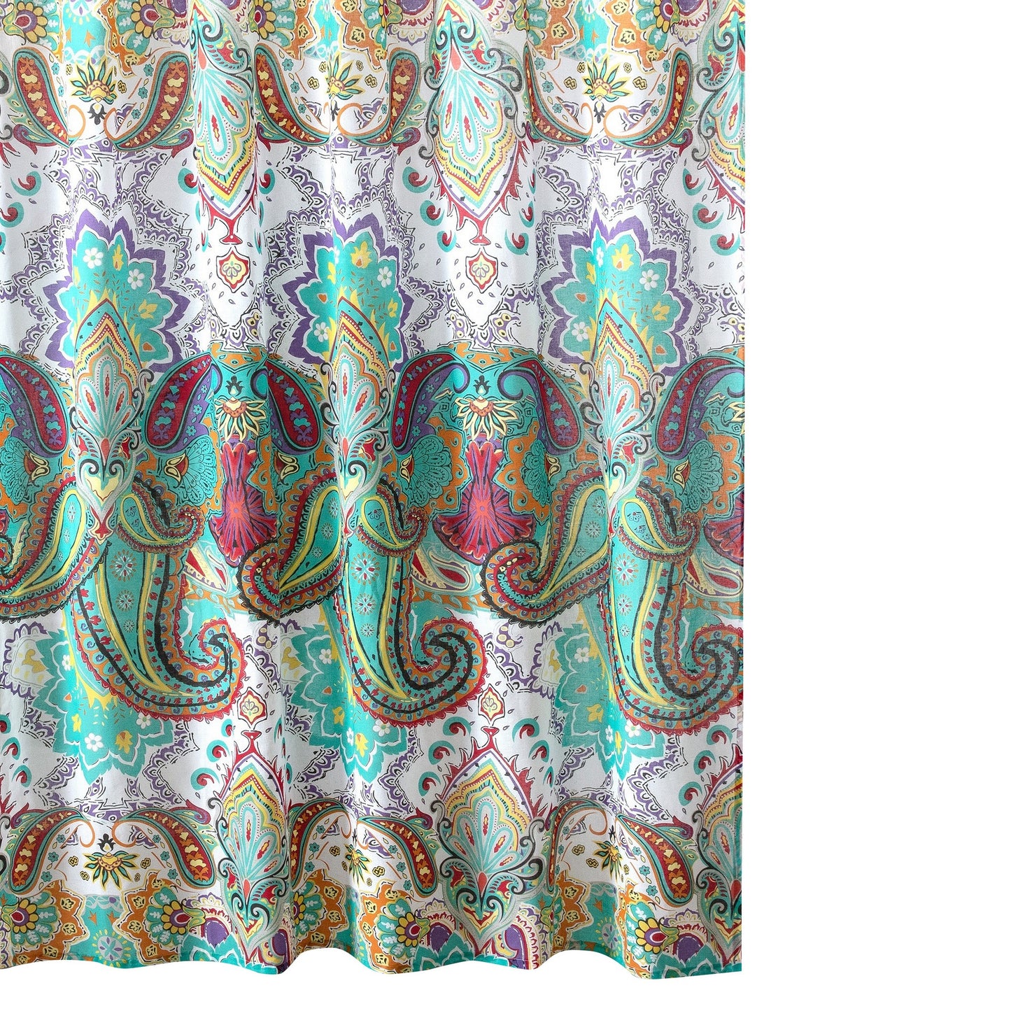 Vana 72 Inch Shower Curtain Microfiber Fabric Blue And Red Paisleys Print