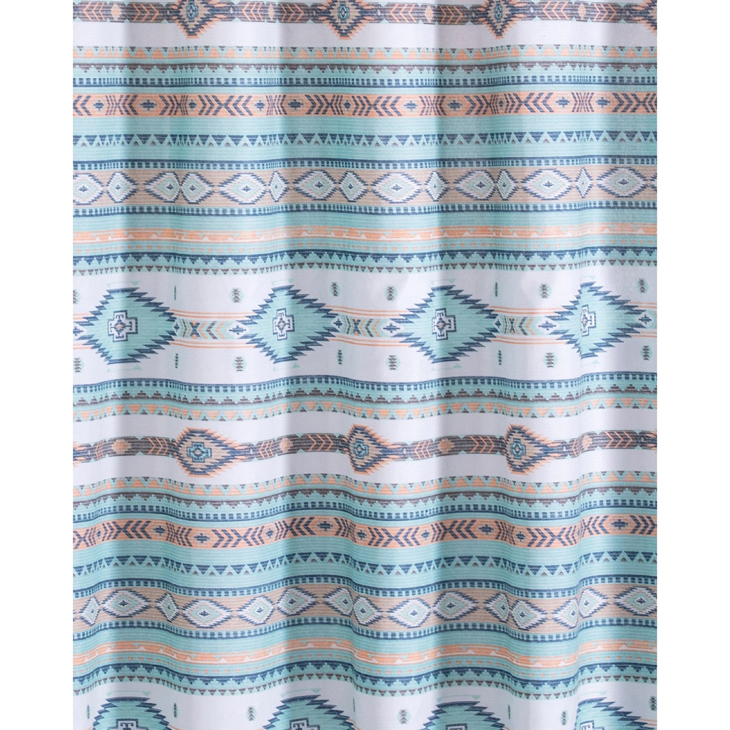 Kiev 72 Inch Shower Curtain Microfiber Blue Southwest Design Button Holes