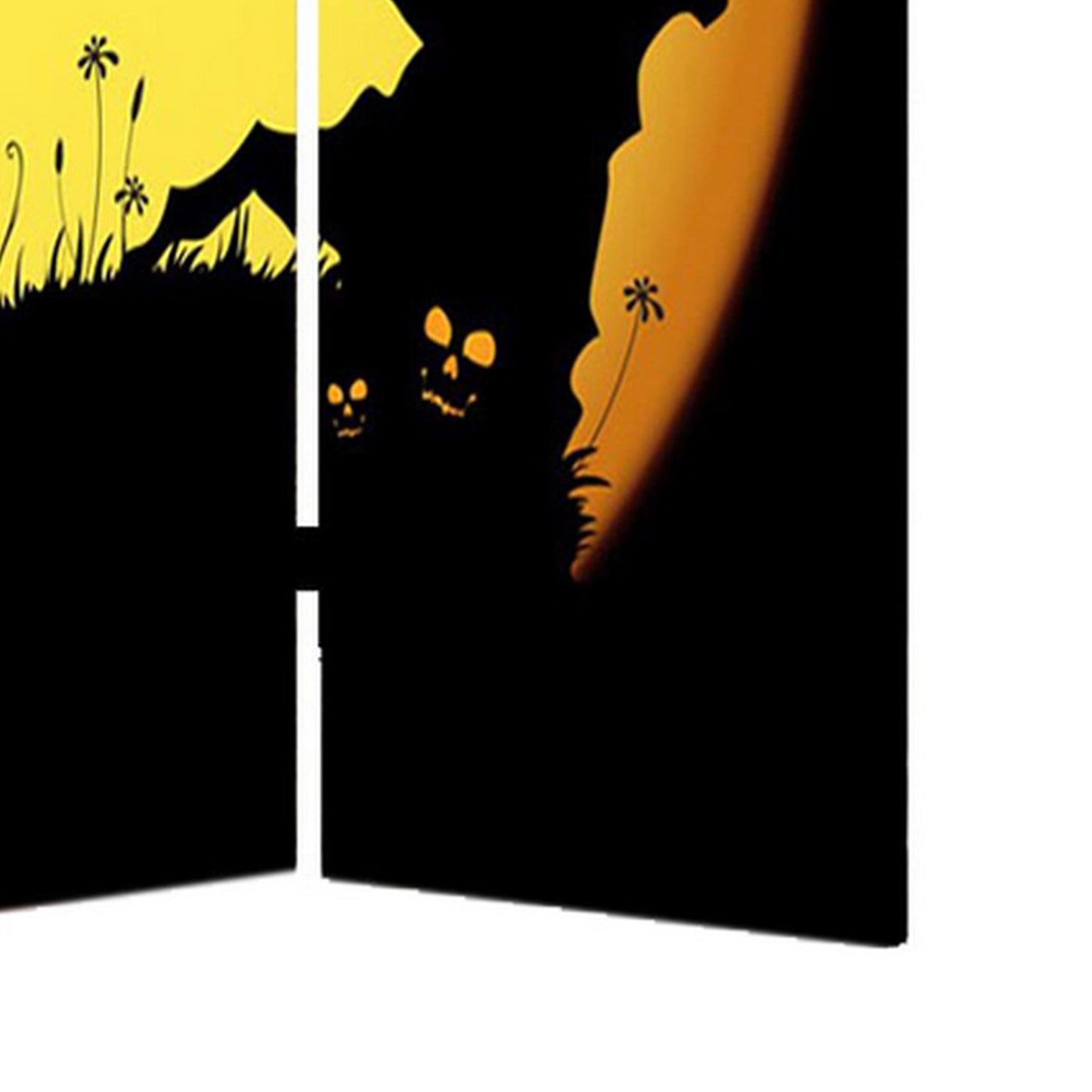 Liva 71 Inch Folding Screen Room Divider, Halloween Harvest Moon Design