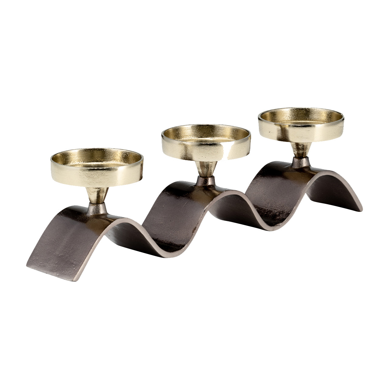 17 Inch Modern Metal Candle Holder 3 Slots Gold Nickel