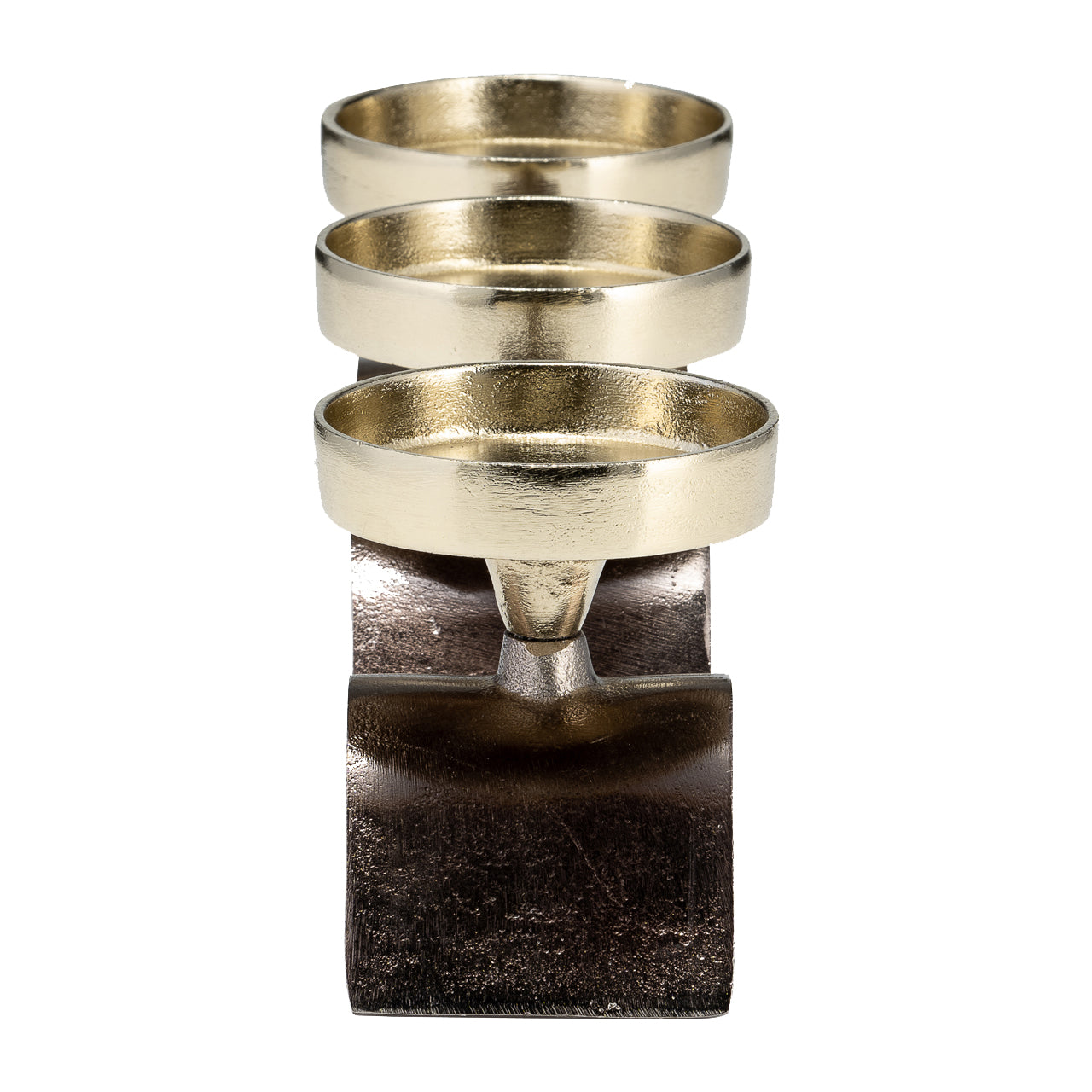 17 Inch Modern Metal Candle Holder 3 Slots Gold Nickel