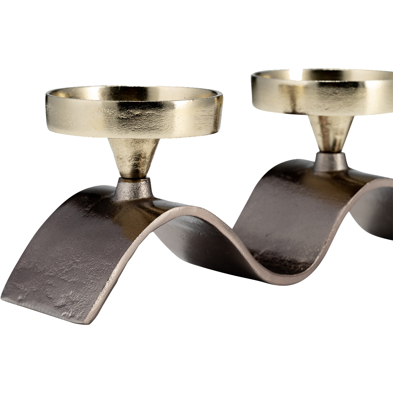 17 Inch Modern Metal Candle Holder 3 Slots Gold Nickel