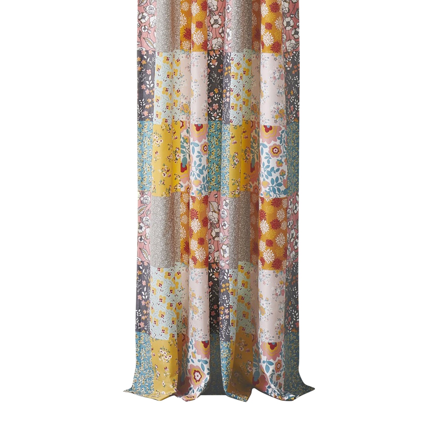 Turin 84 Inch Window Curtains Brushed Microfiber Multicolor Patchwork