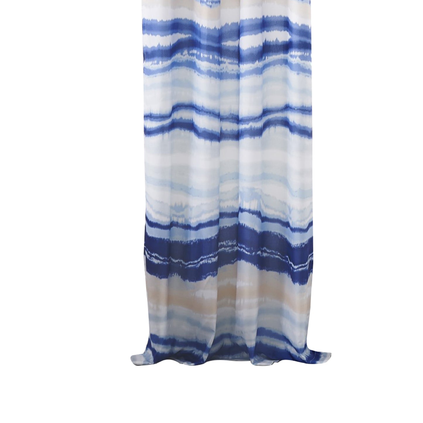 84 Inch Window Curtains Polyester Blue Wave Print Design