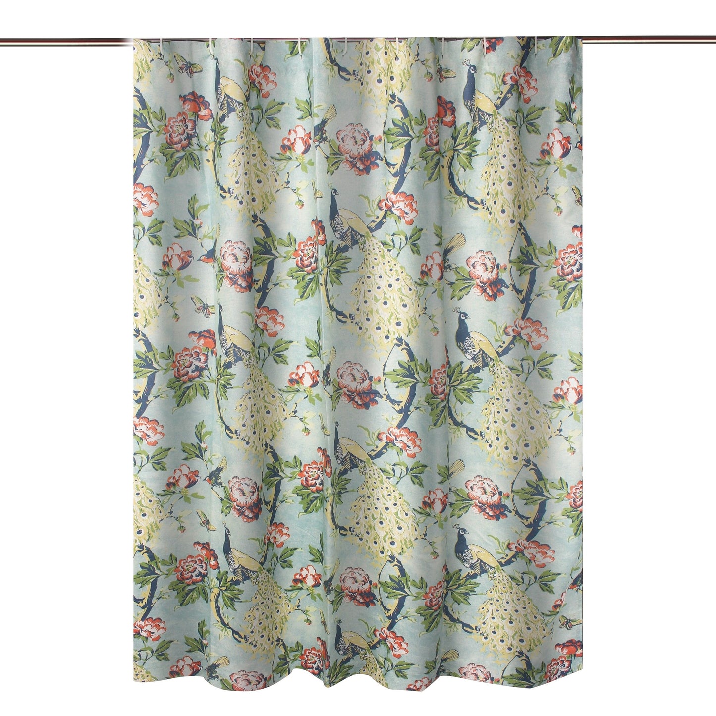 Eden 72 Inch Shower Curtain Songbirds And Butterflies Green Microfiber