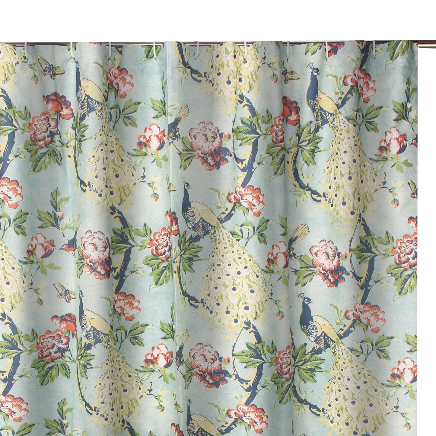 Eden 72 Inch Shower Curtain Songbirds And Butterflies Green Microfiber