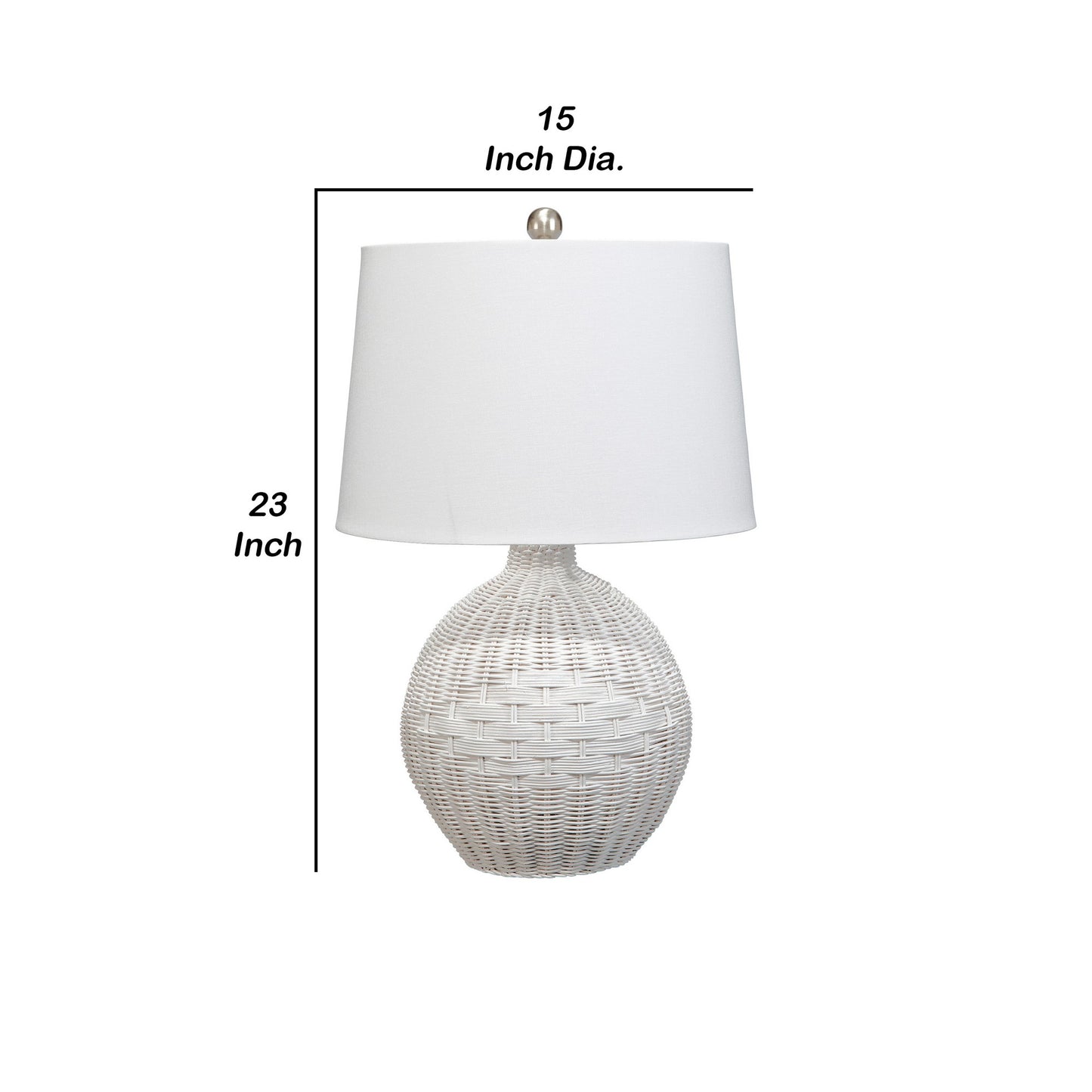 Lee 23 Inch Table Lamp Rattan Woven Inverted Tapered White Shade White