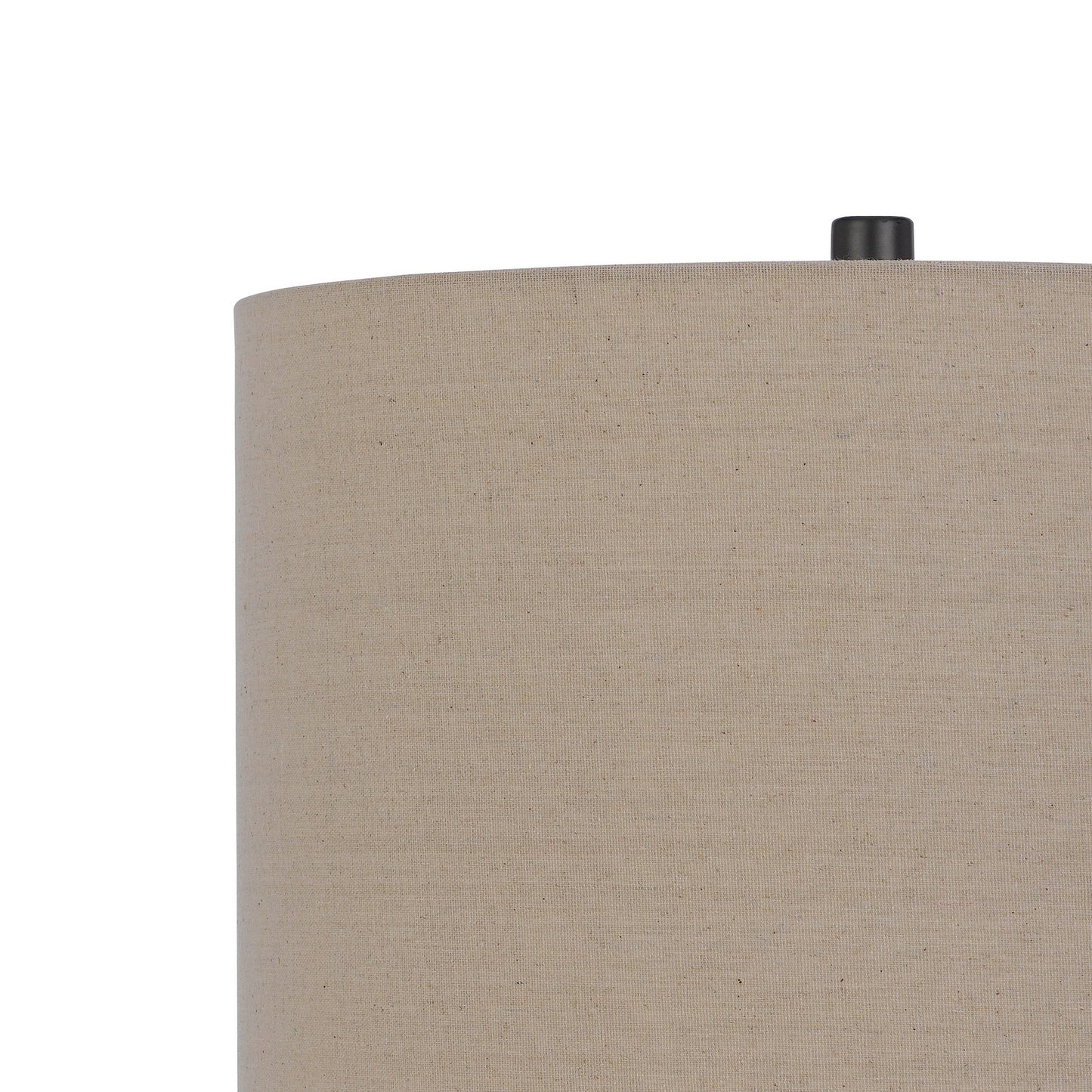30 Inch 3 Way Rubberwood Table Lamp Beige Fabric Shade Black Metal Body
