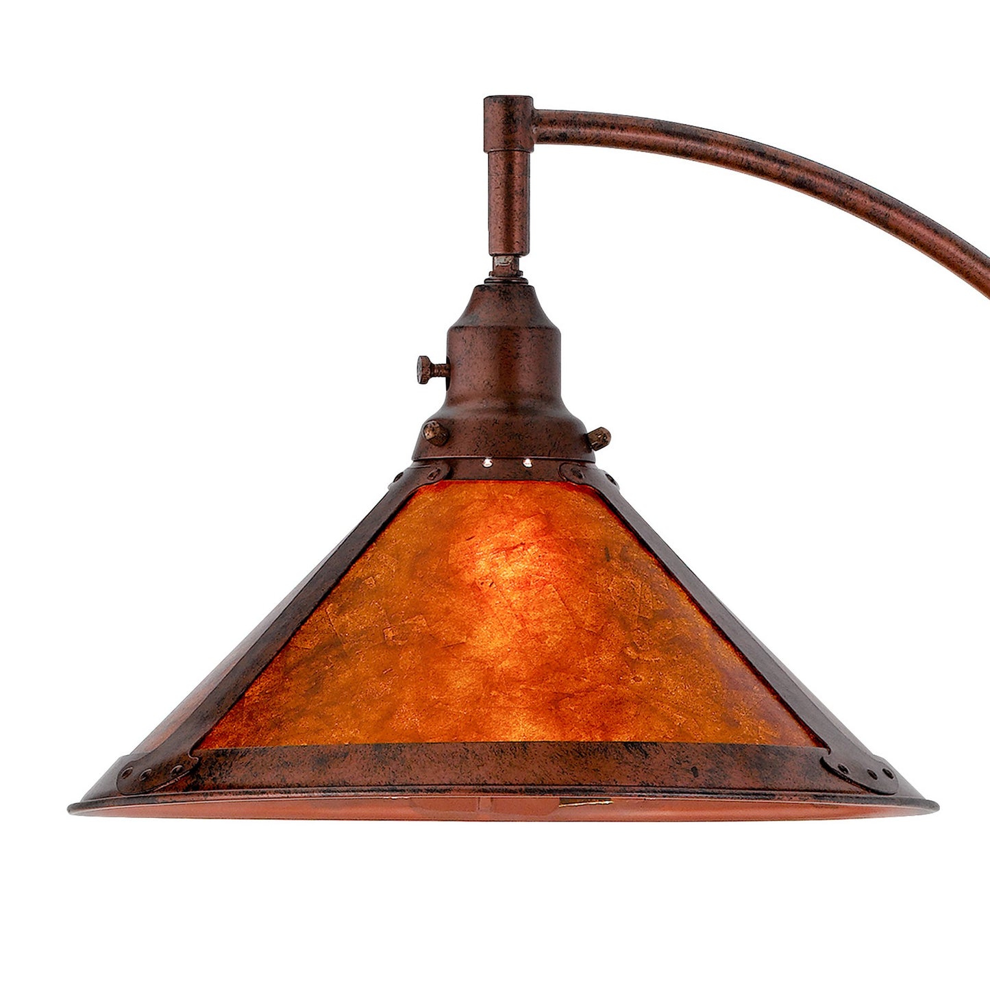 Cyan 65 Inch Modern Adjustable Arc Floor Lamp Amber Mica Shade Rust Metal