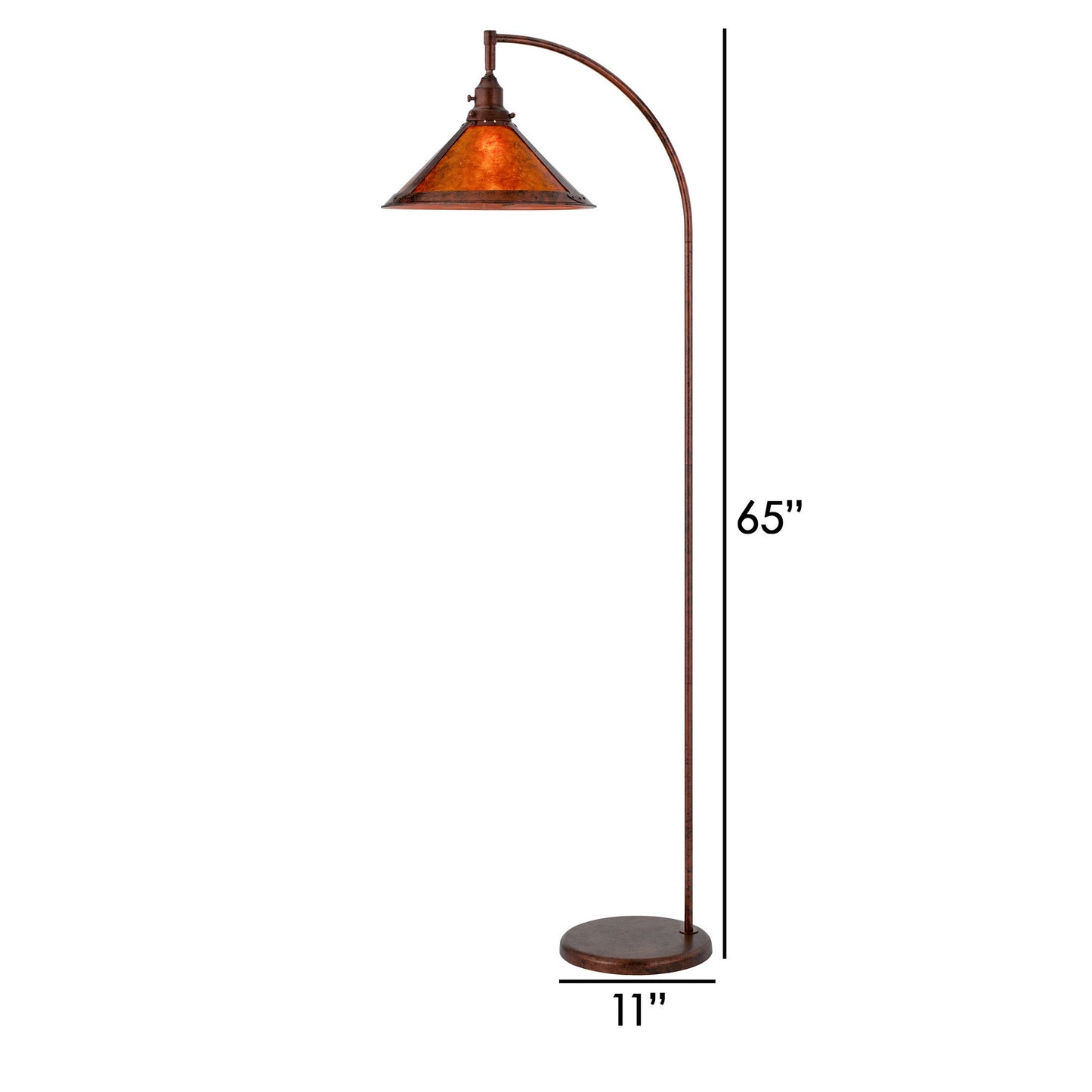 Cyan 65 Inch Modern Adjustable Arc Floor Lamp Amber Mica Shade Rust Metal