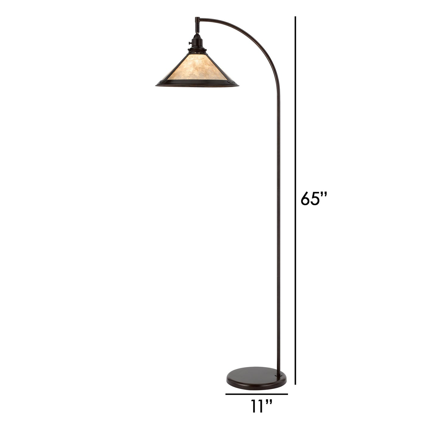 Cyan 65 Inch Adjustable Metal Arc Floor Lamp White Mica Shade Dark Bronze