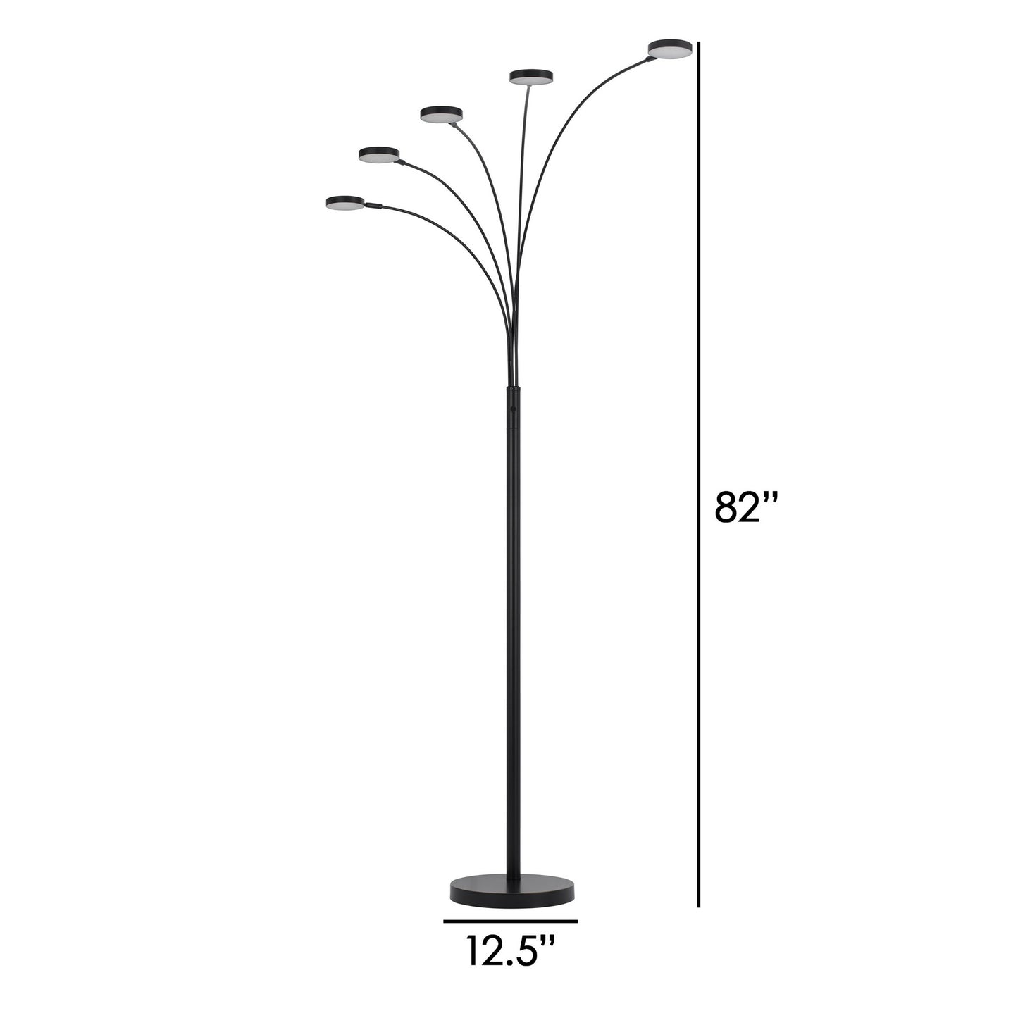 Chuck 82 Inch Modern Arc Floor Lamp 5 Puck Lights Dark Bronze Finish