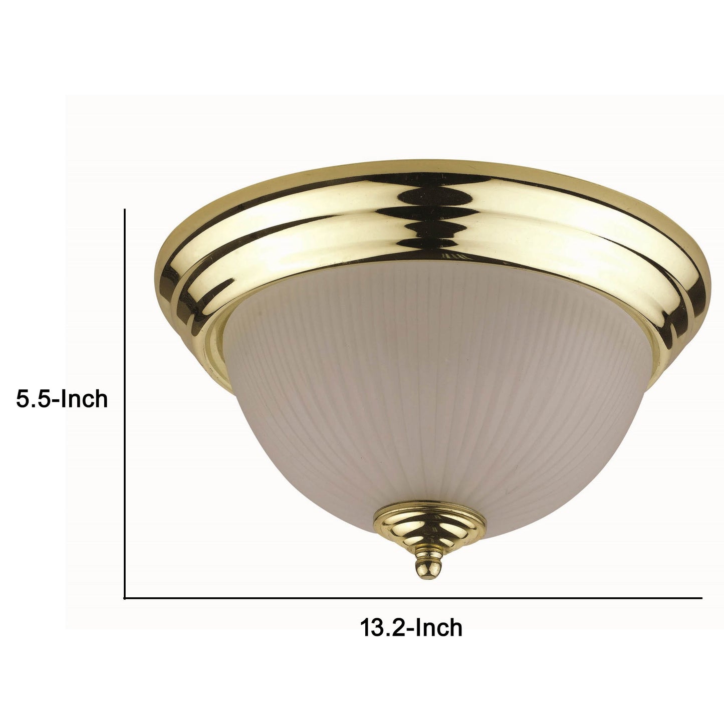 Hoy 13 Inch Ceiling Lamp Glass Dome Shade with Finial Polished Brass Trim