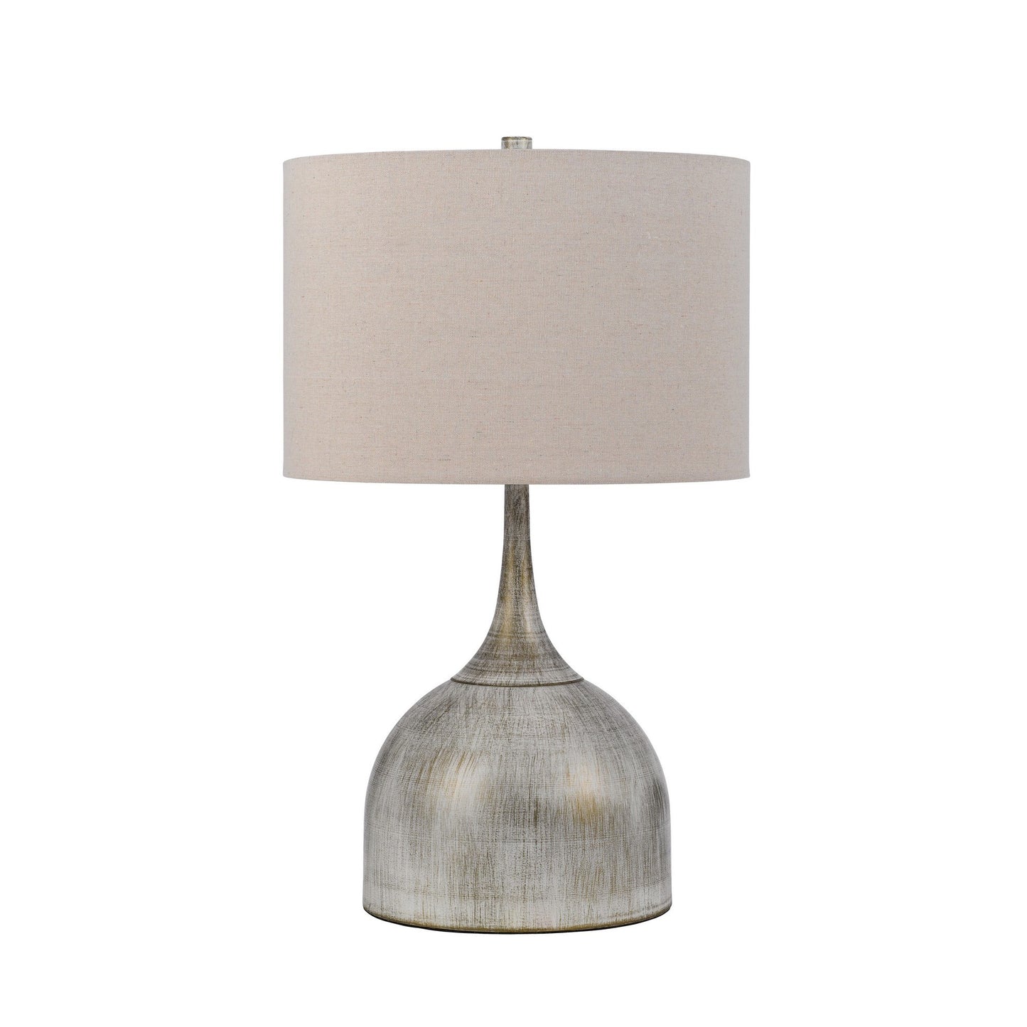 26 Inch Table Lamp Set of 2 Curved Beige Fabric Shade Distressed Gray