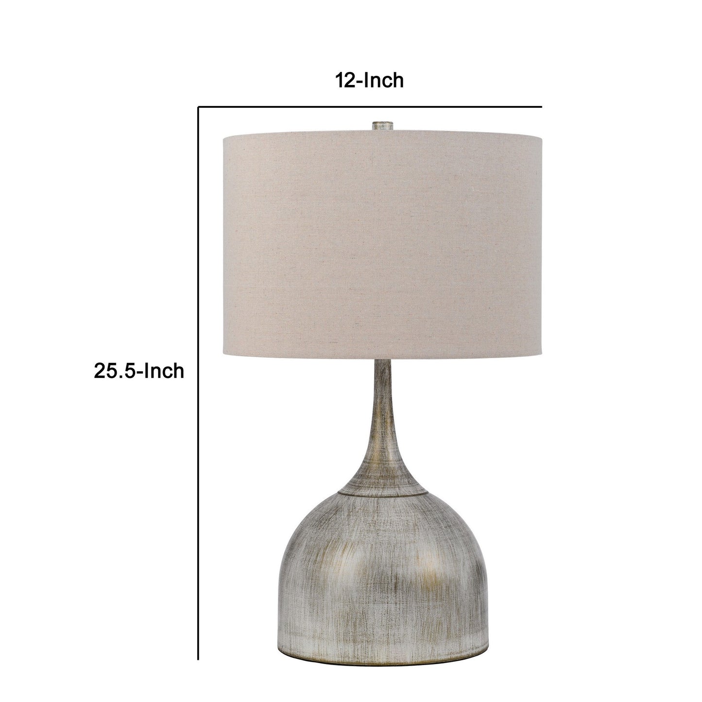 26 Inch Table Lamp Set of 2 Curved Beige Fabric Shade Distressed Gray