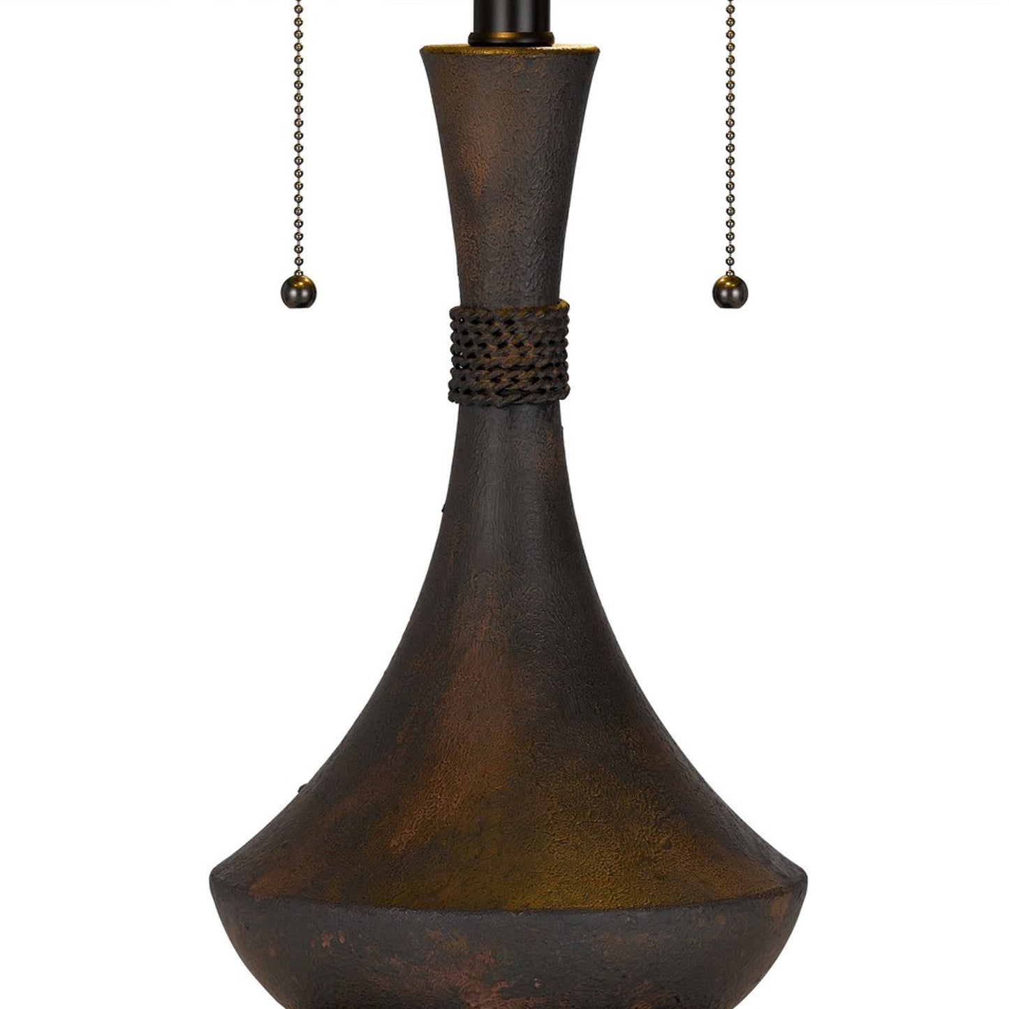 26 Inch Table Lamp Bamboo Woven Stained Green Shade Wicker Trim Bronze