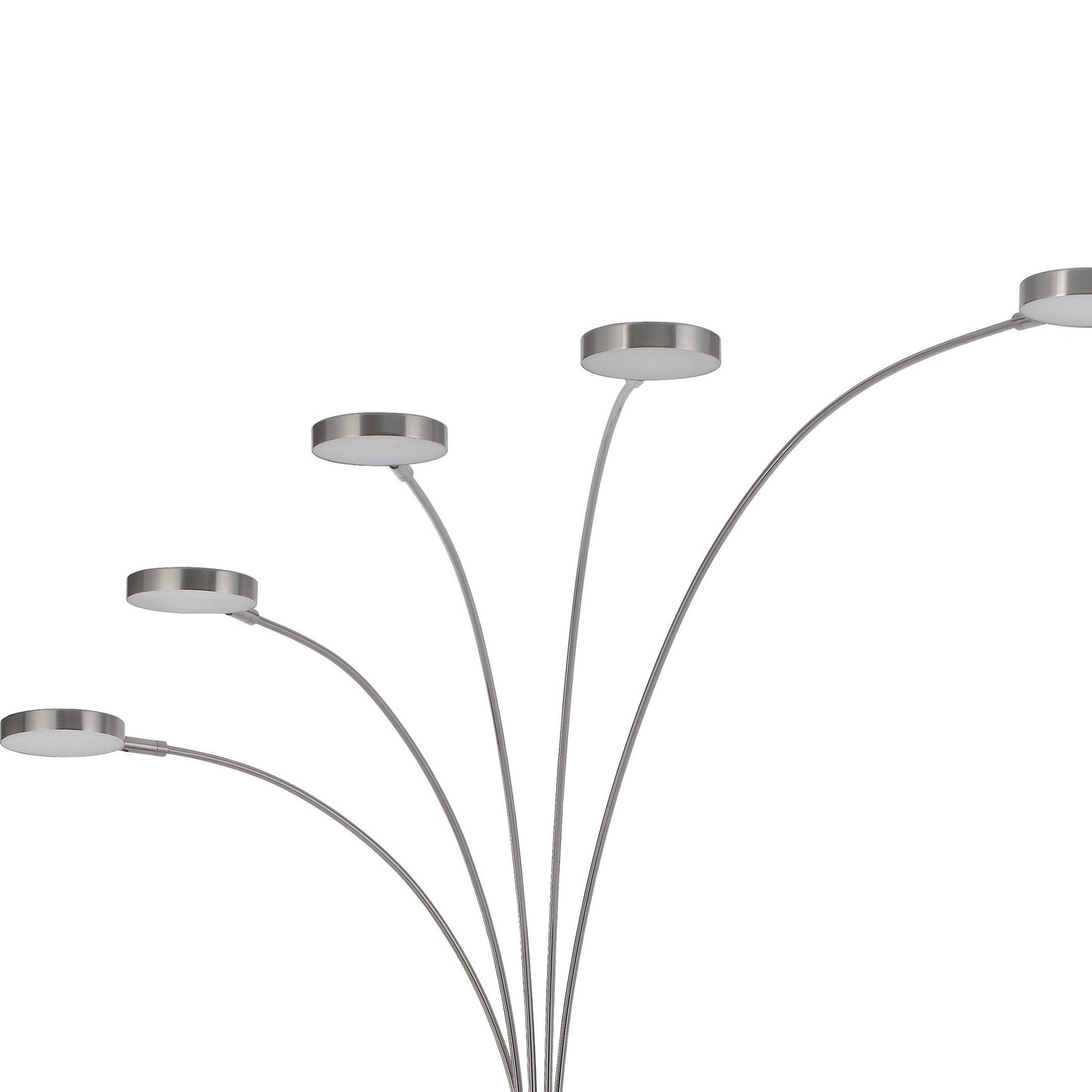 Chuck 82 Inch Modern Arc Floor Lamp 5 Puck Lights Brushed Steel Finish