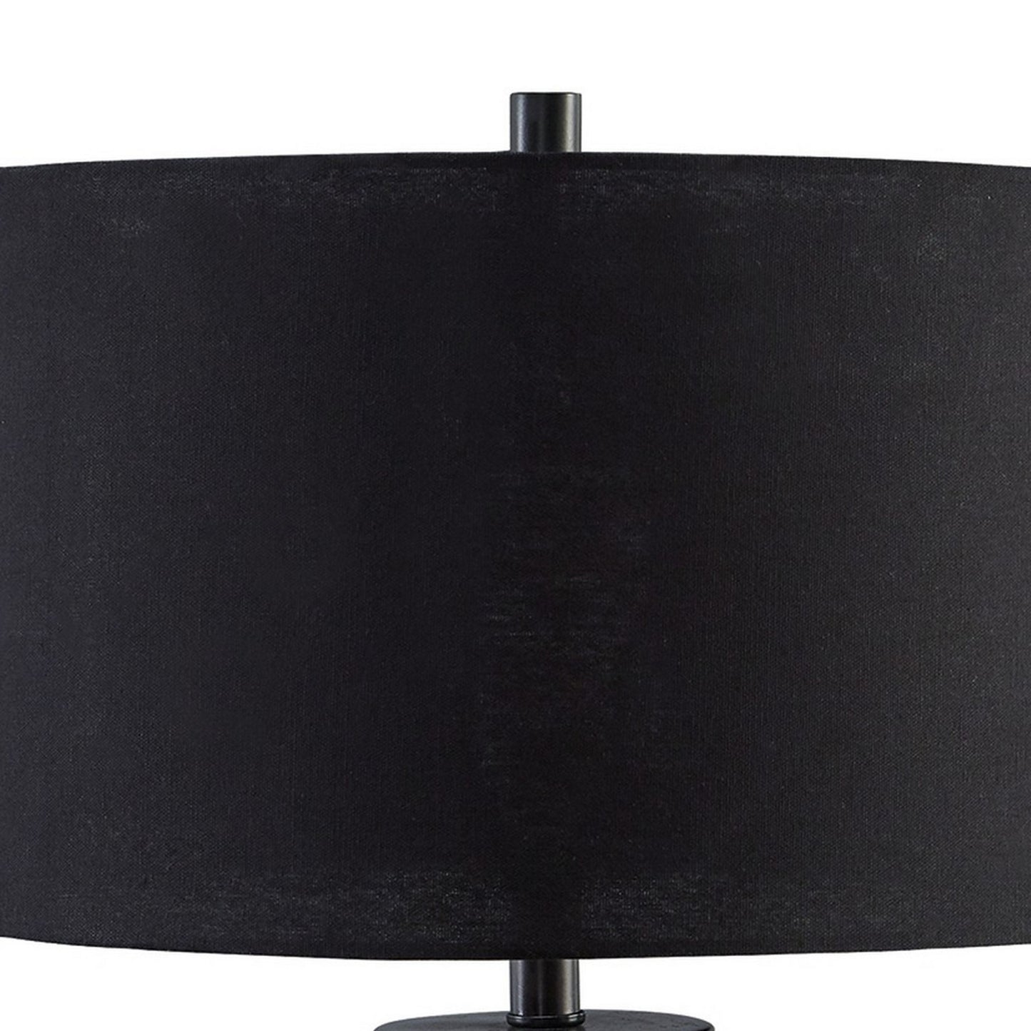 30 Inch Modern Table Lamp Cylindrical Brass Metal Base Black Drum Shade