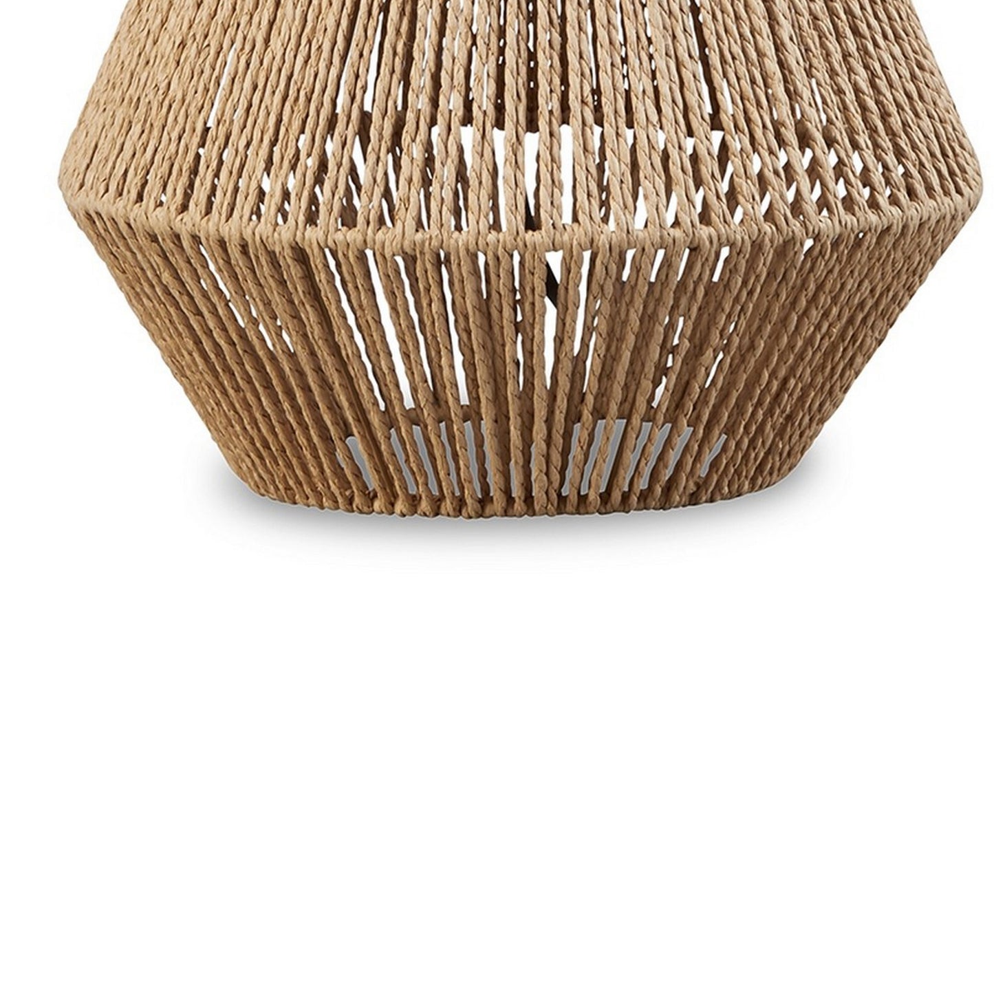 24 Inch Bohemian Table Lamp Paper Rope Hardback Fabric Shade Brown