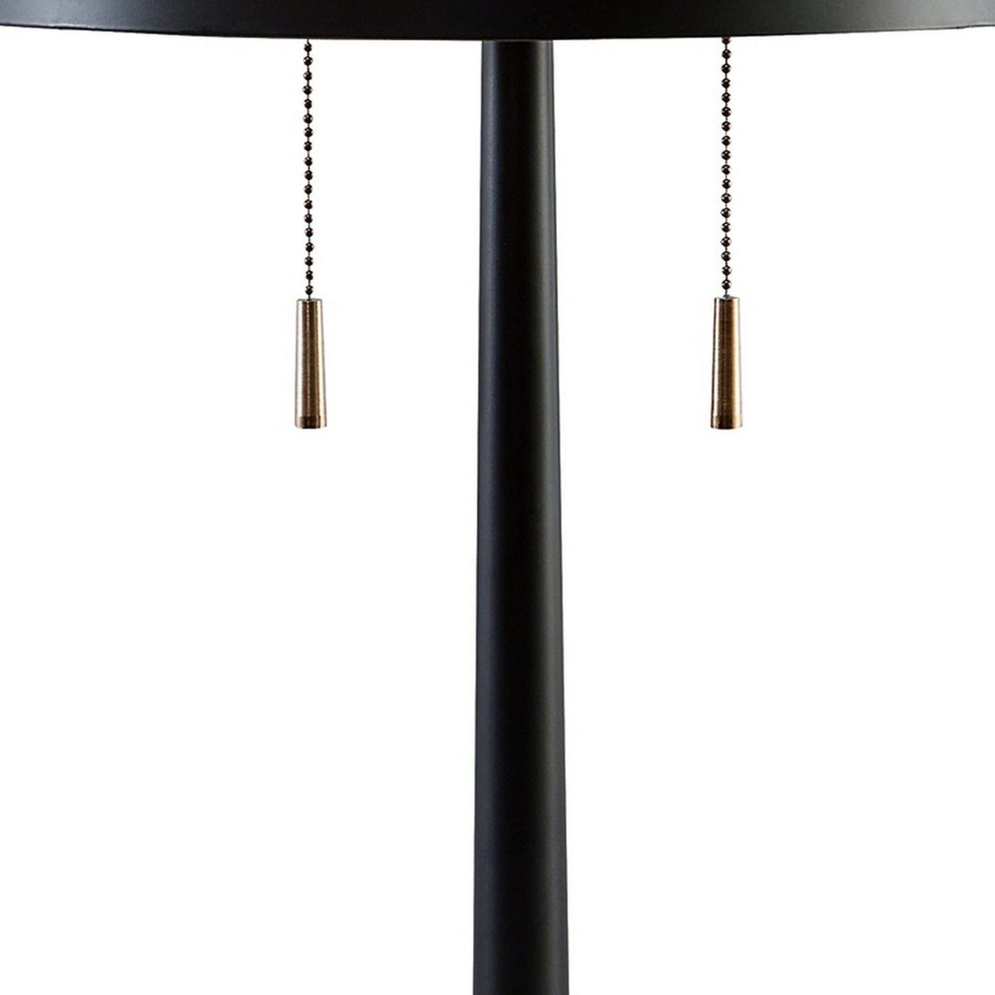 Kien 24 Inch Modern Table Lamp Black Metal Drum Shade Gold Toned Base