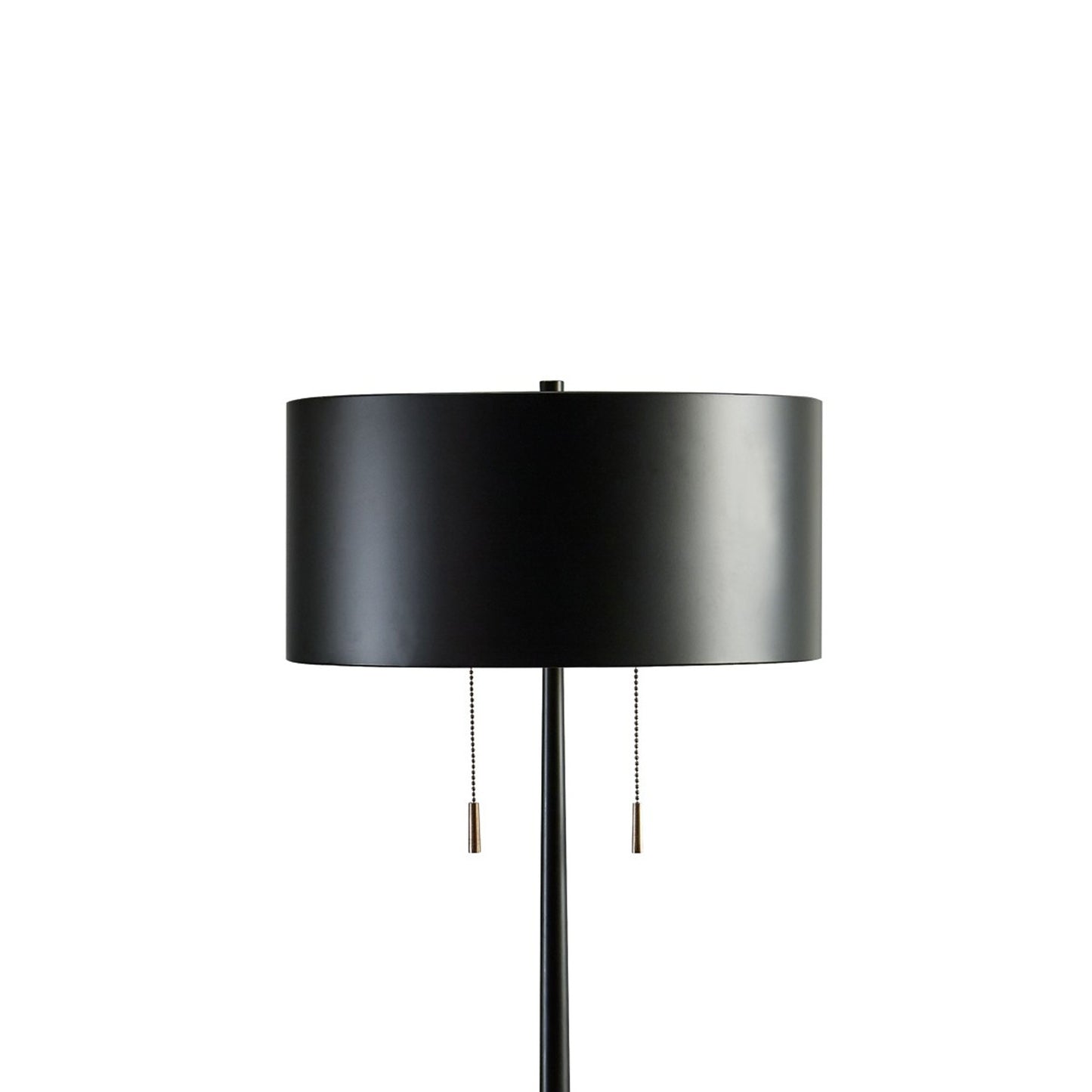 Kien 60 Inch Modern Floor Lamp Black Metal Drum Shaped Shade Gold Base