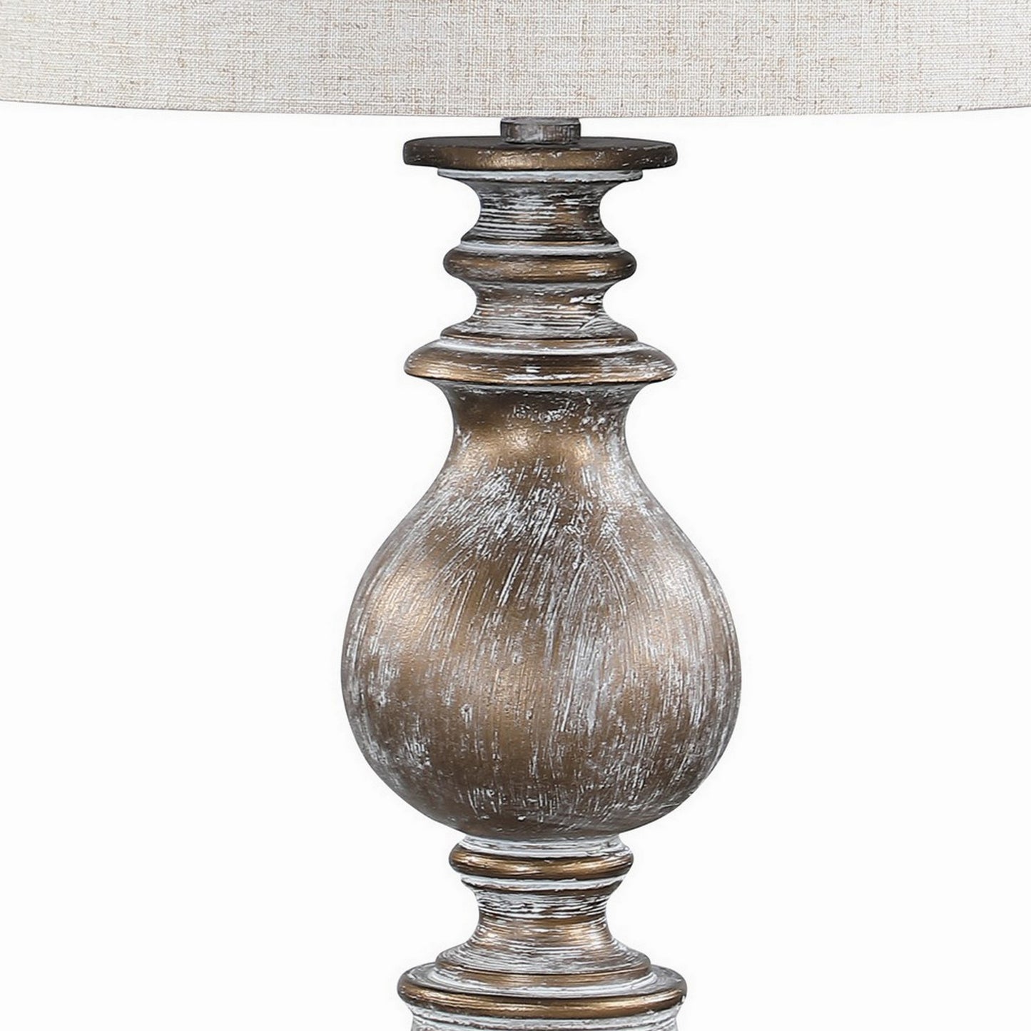 28 Inch 3 Way Table Lamp Fabric Drum Shade Vintage Gold Metal Base