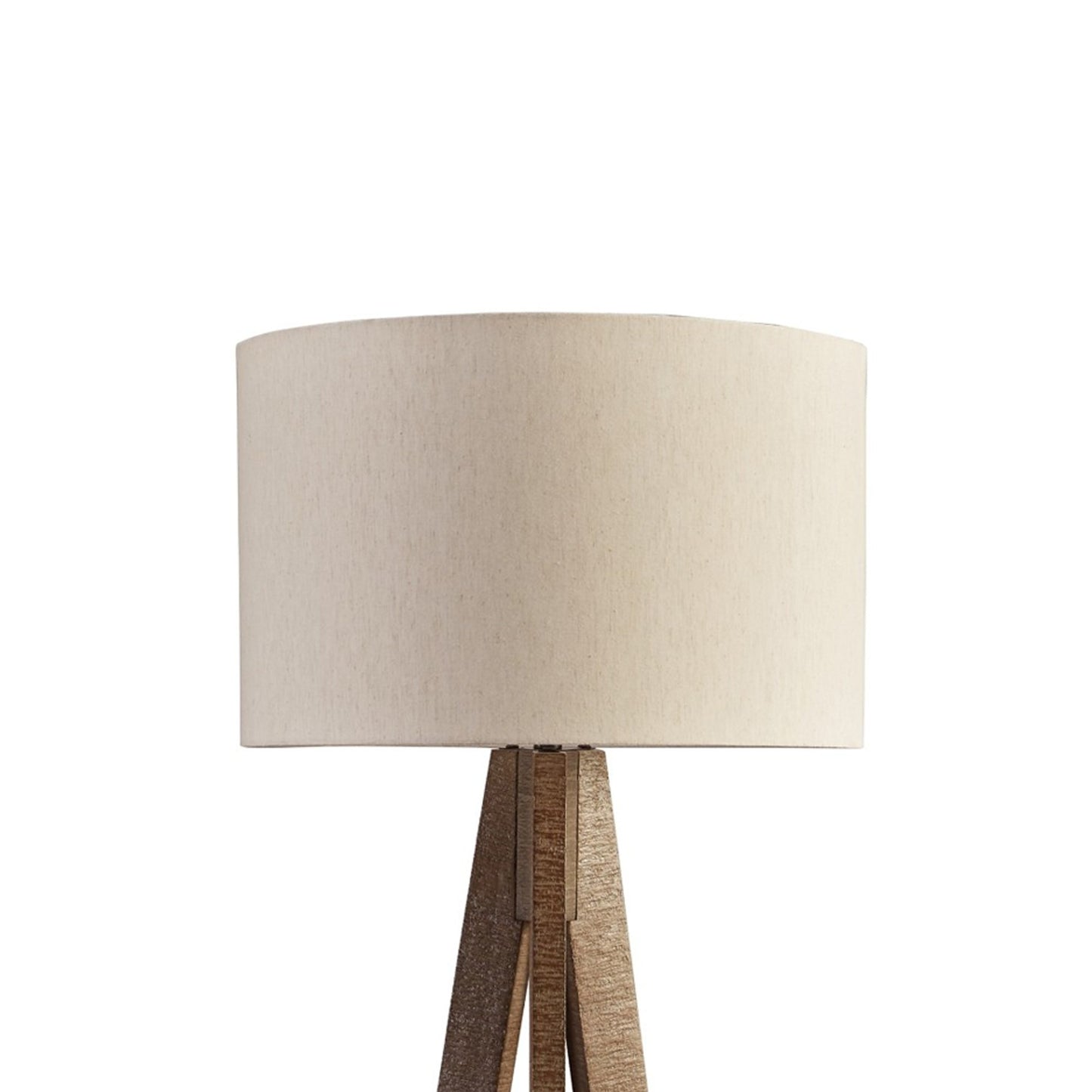 71 Inch Floor Lamp Drum Shade Wood Tripod Stand Rough Hewn Texturing