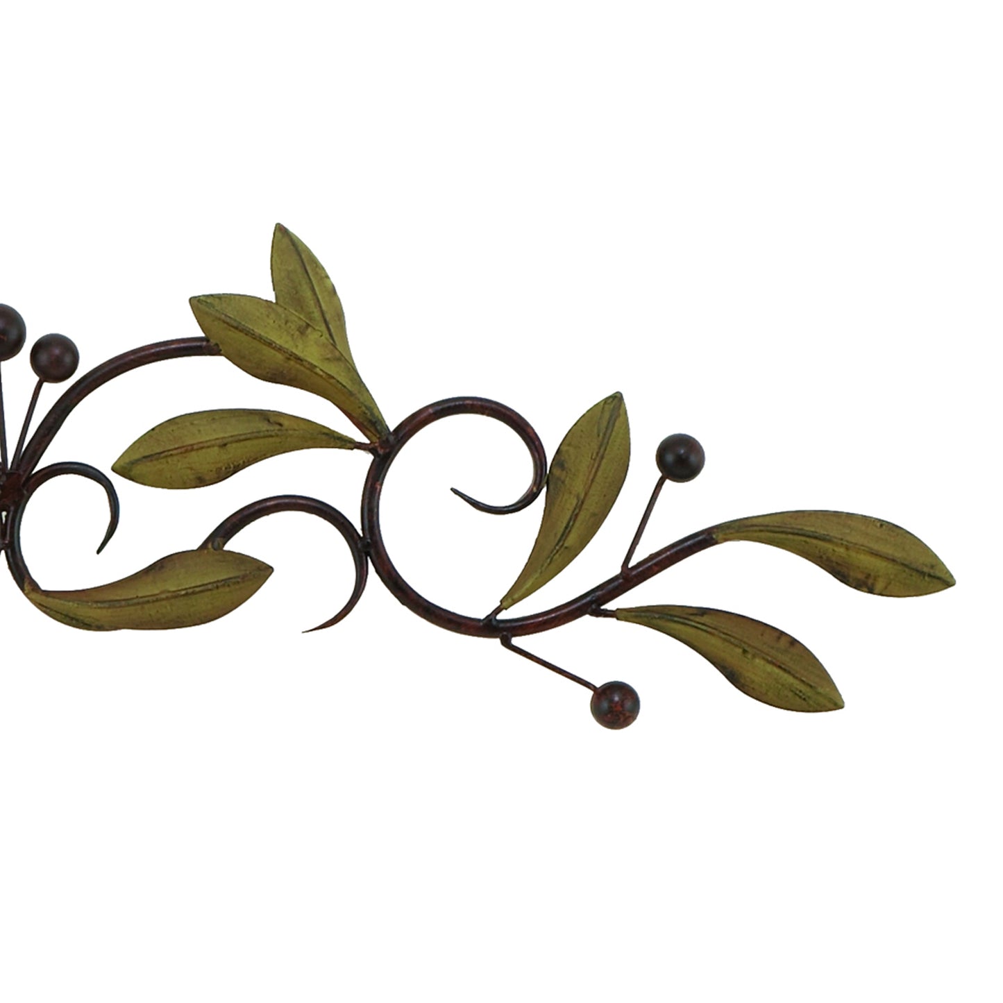 32 Inch Olive Branch Metal Wall Decor Green And Brown