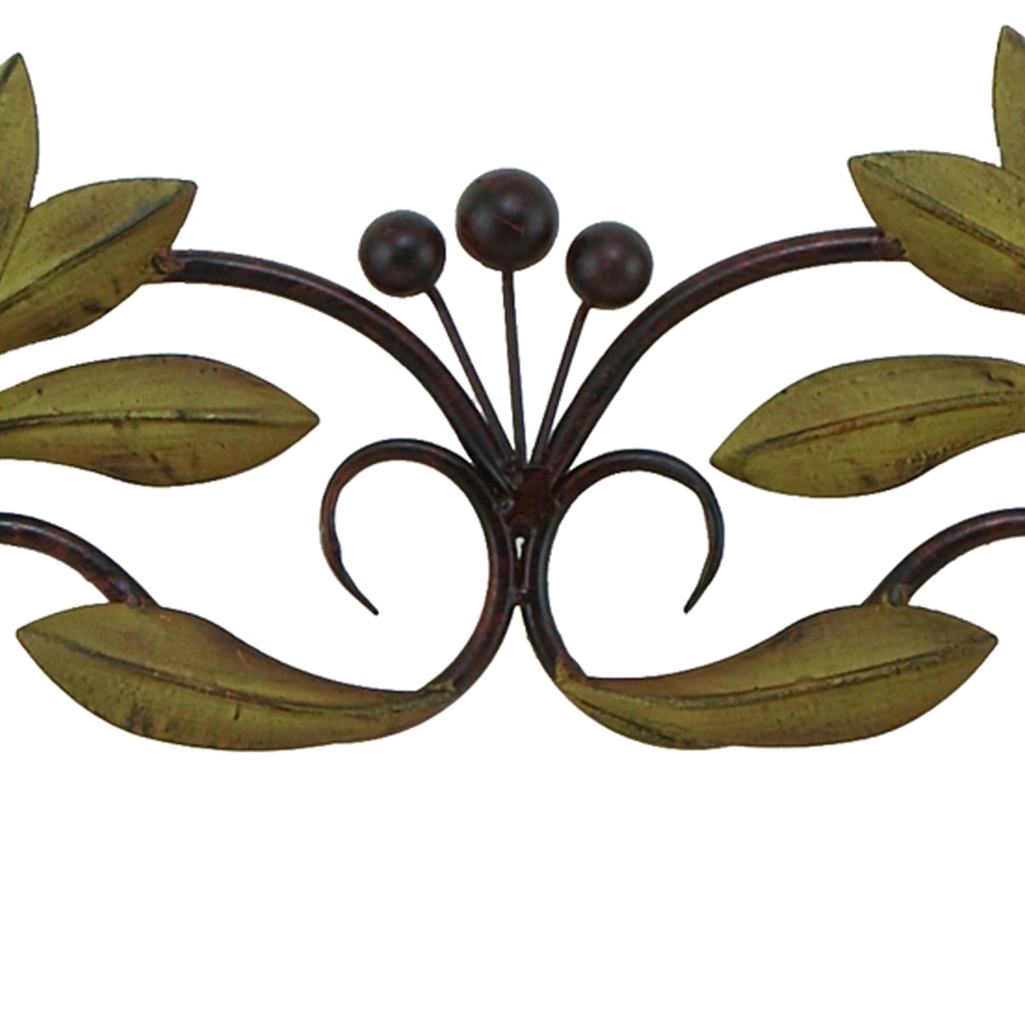32 Inch Olive Branch Metal Wall Decor Green And Brown
