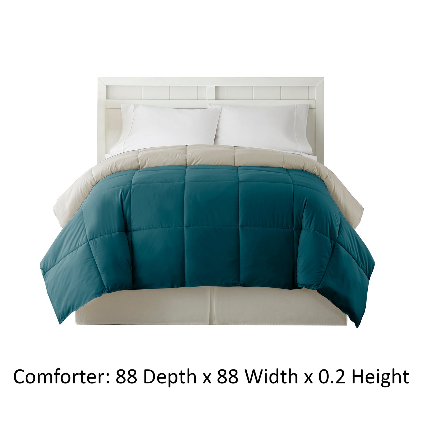 Genoa Queen Size Box Quilted Reversible Comforter The Urban Port Blue And Gray