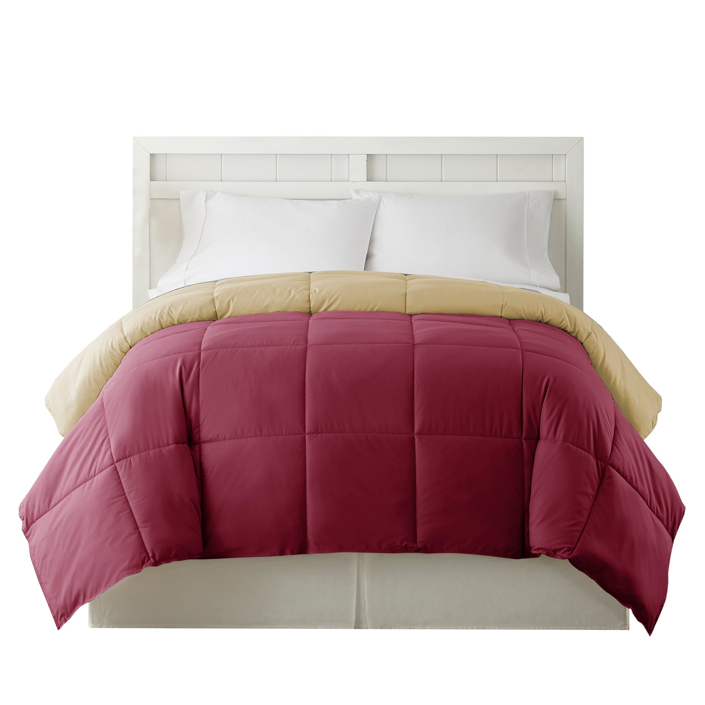 Genoa Queen Size Box Quilted Reversible Comforter The Urban Port Pink And Beige