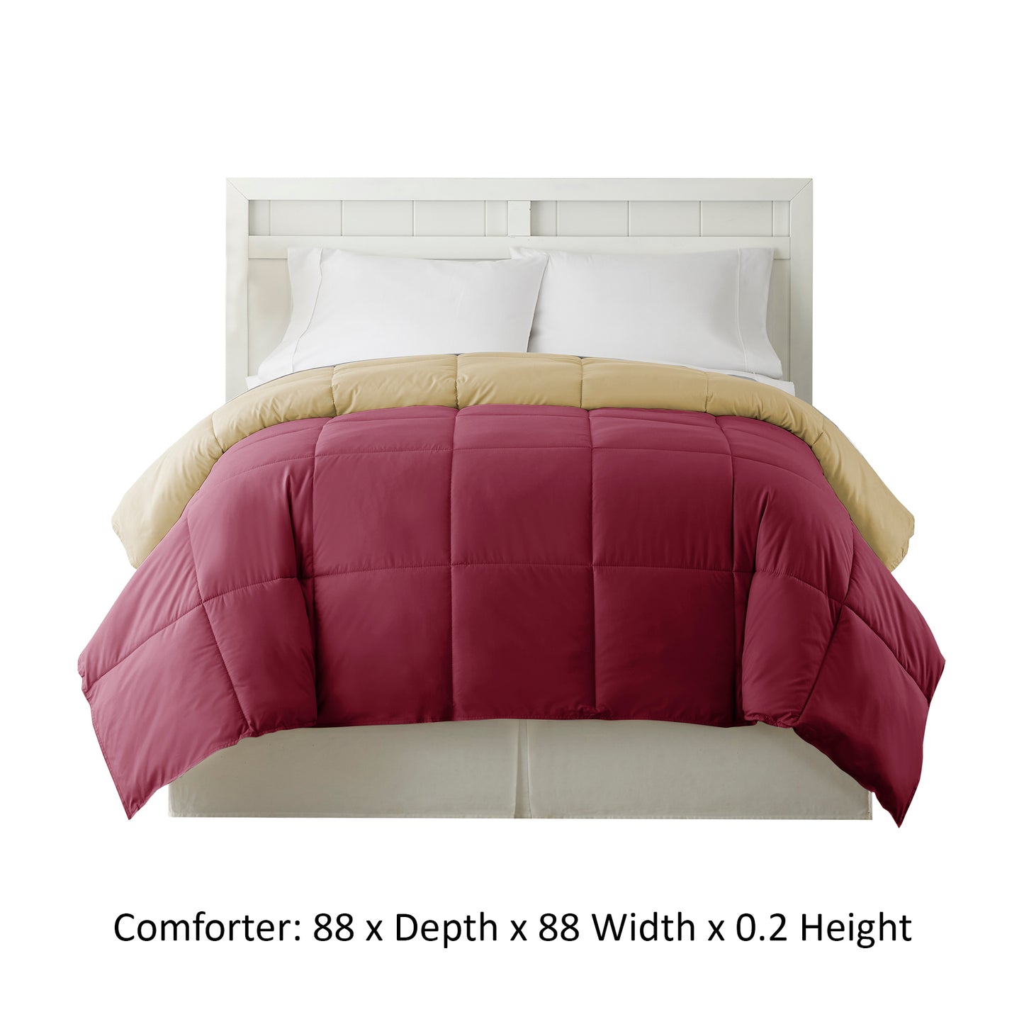 Genoa Queen Size Box Quilted Reversible Comforter The Urban Port Pink And Beige