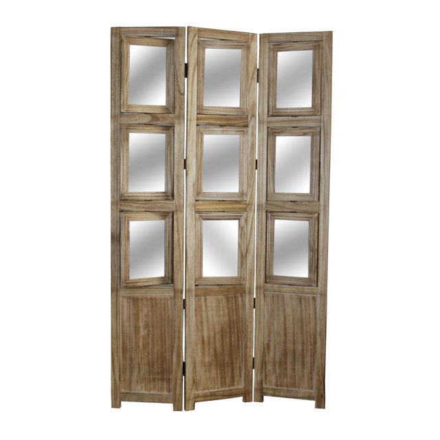 53 Inch 3 Panel Photo Frame Room Divider, Brown