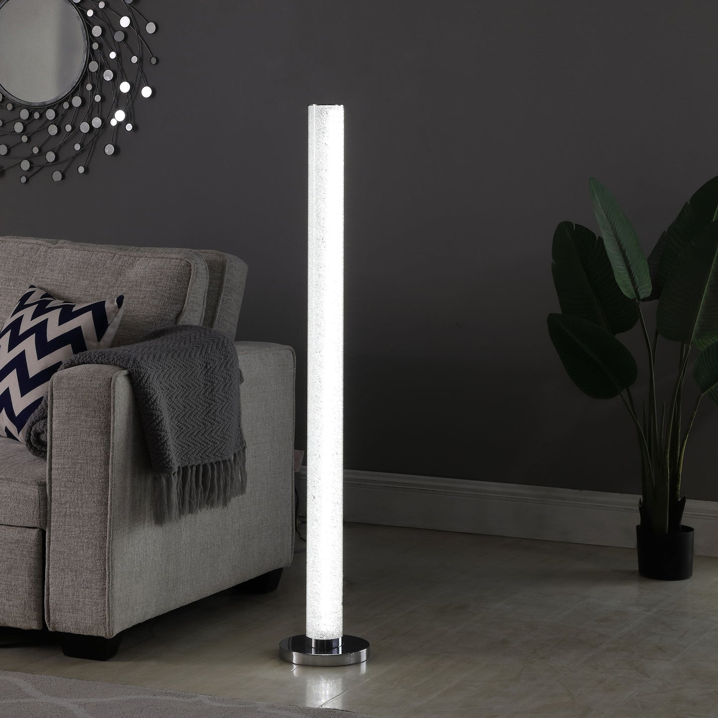49" In 12V Led Illuminari White Crystal Sandrocks Column Floor Lamp 360pcs