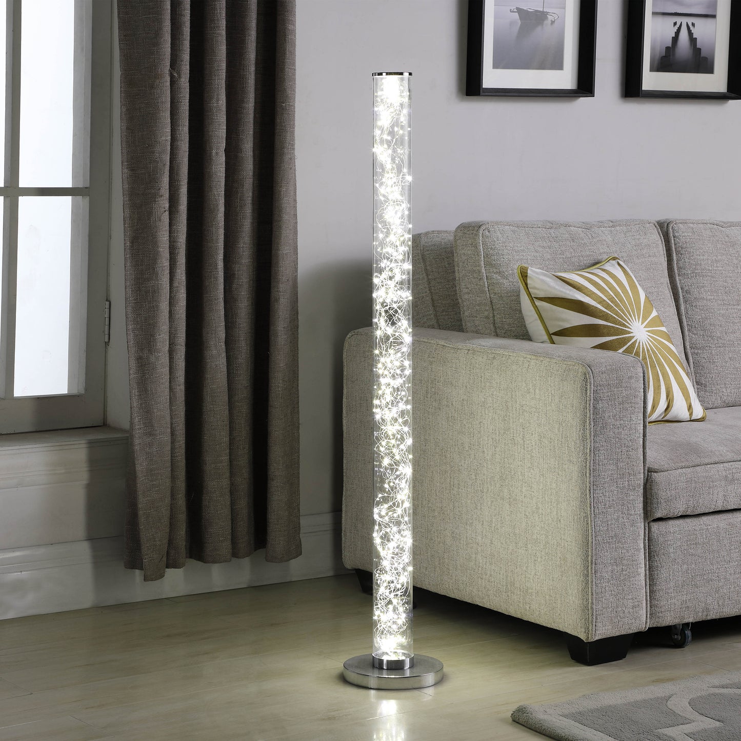 49" In 12V Exposed Rope Led Minari Clear Column Floor Lamp 360pcs