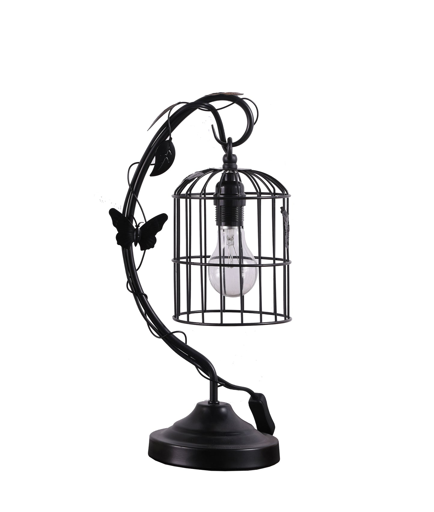 17.5" In Iris Black Butterfly Garden Metal Table Lamp