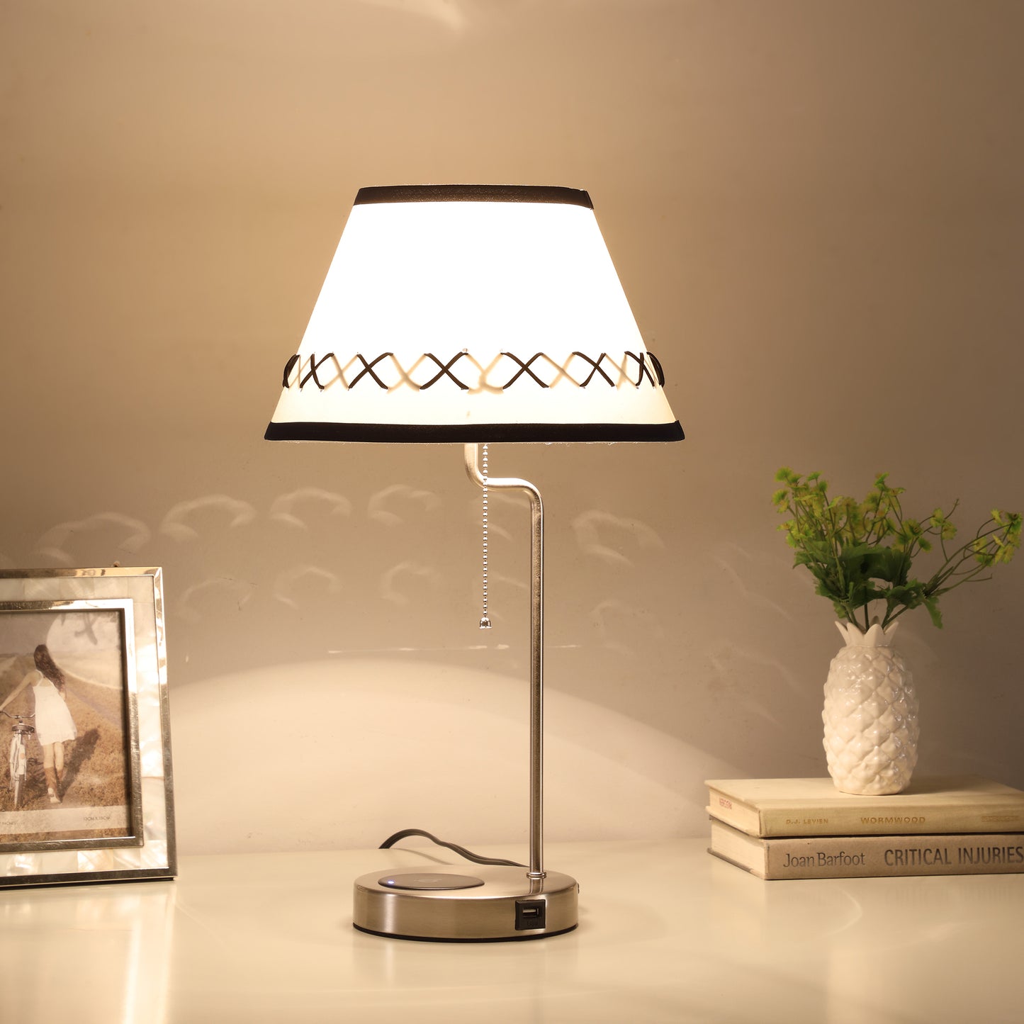 20" In Shelby Modern Craft Table Lamp W/ Usb/charging Station