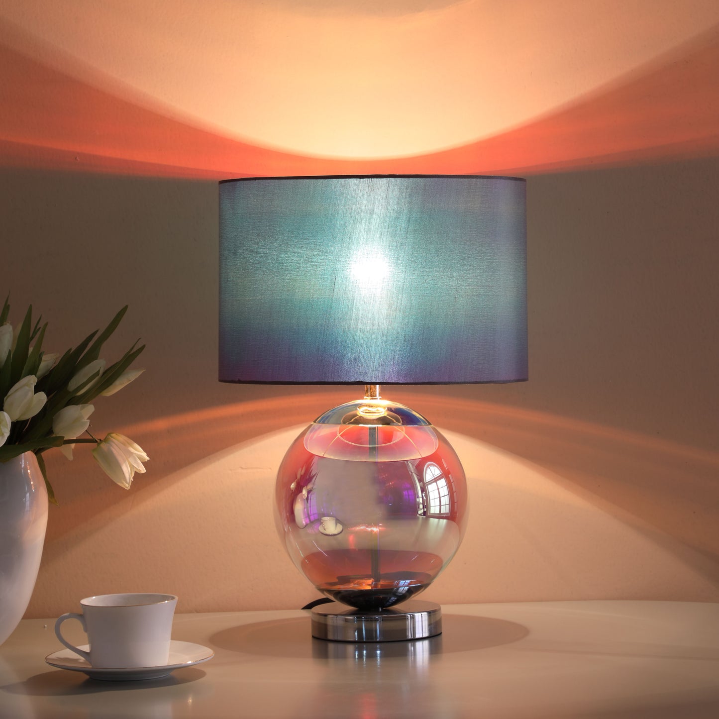 18.75" In Artie Orb Irredescent Chrome Table Lamp