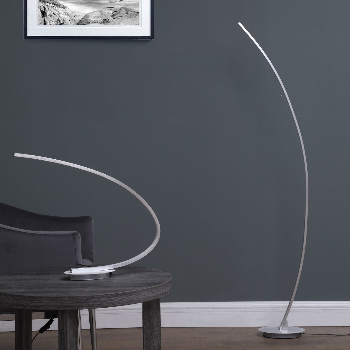 62.25" In Bradie Brushed Nickel Led Arc Tube Floor Lamp