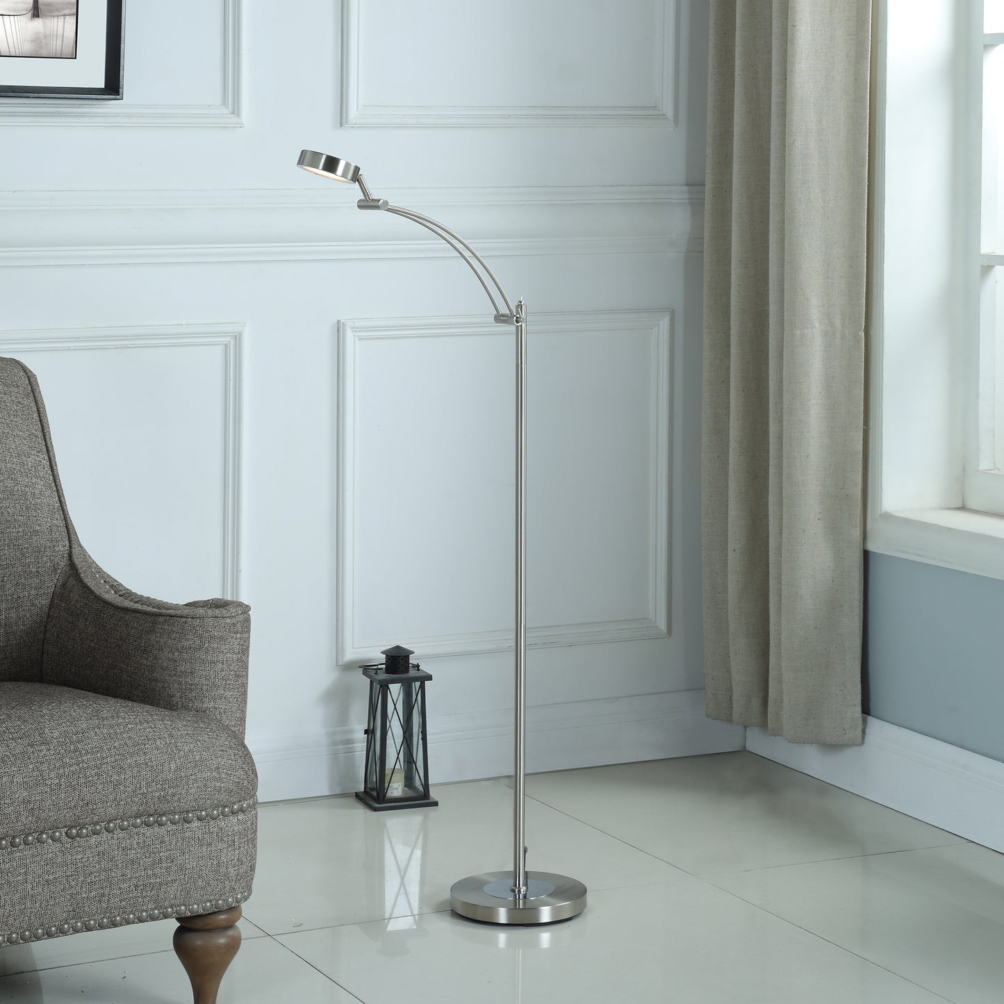 54" In Tinsley Silver Integrated Led Task Floor Lamp