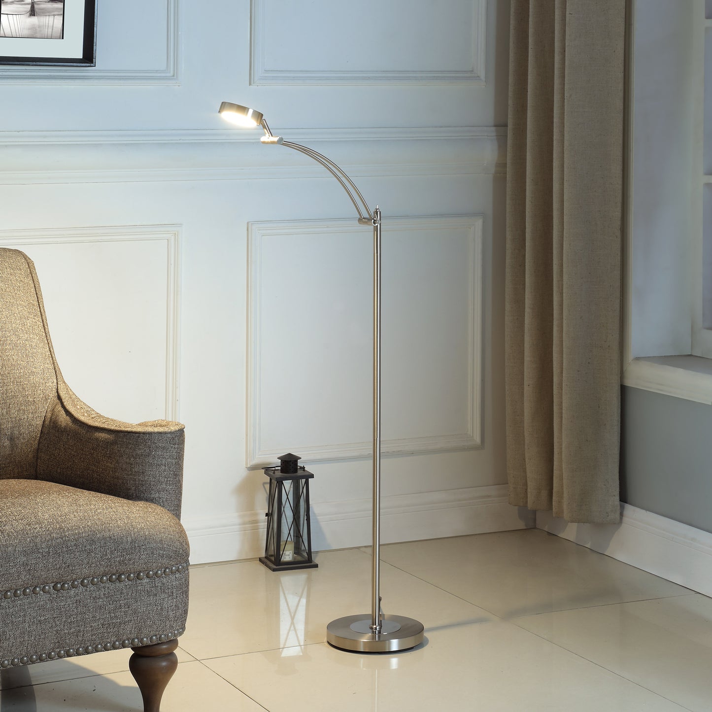 54" In Tinsley Silver Integrated Led Task Floor Lamp