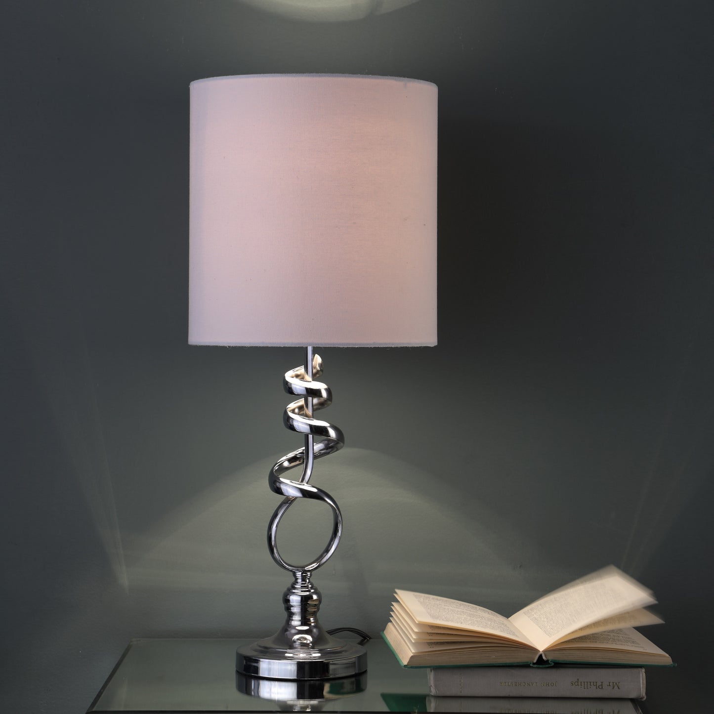 21.5" In Milo Abstract Brushed Silver Metal Table Lamp