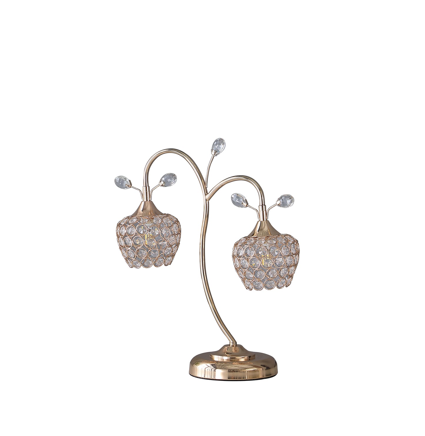 17.25" In Rose Gold 2-floral Bell Glam Metal Table Lamp